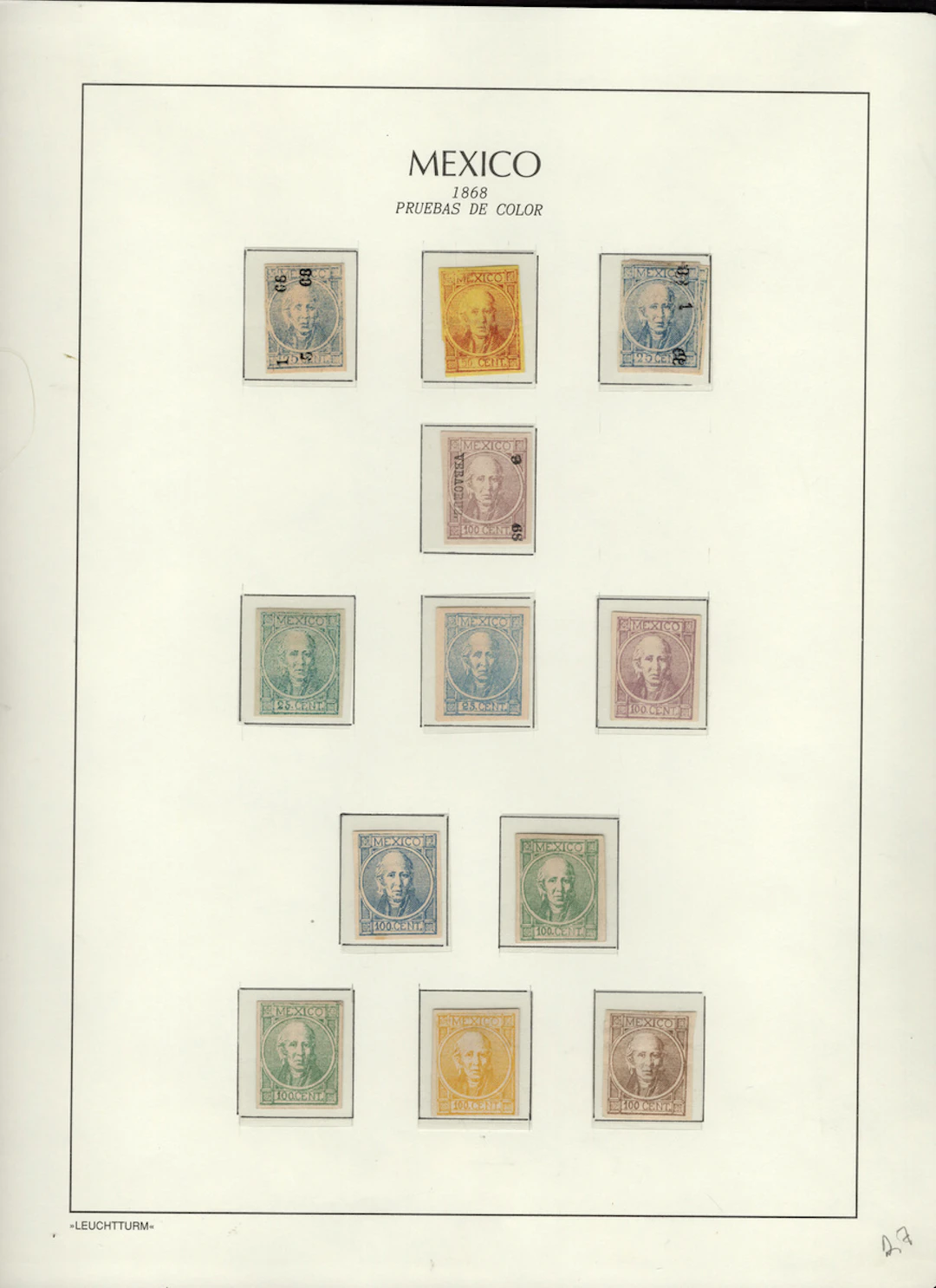 1856-1883 Classic Period 1868, "Hidalgo", group of 25 colour proofs