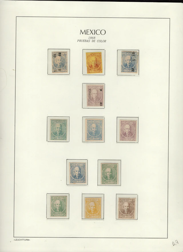 1856-1883 Classic Period 1868, "Hidalgo", group of 25 colour proofs