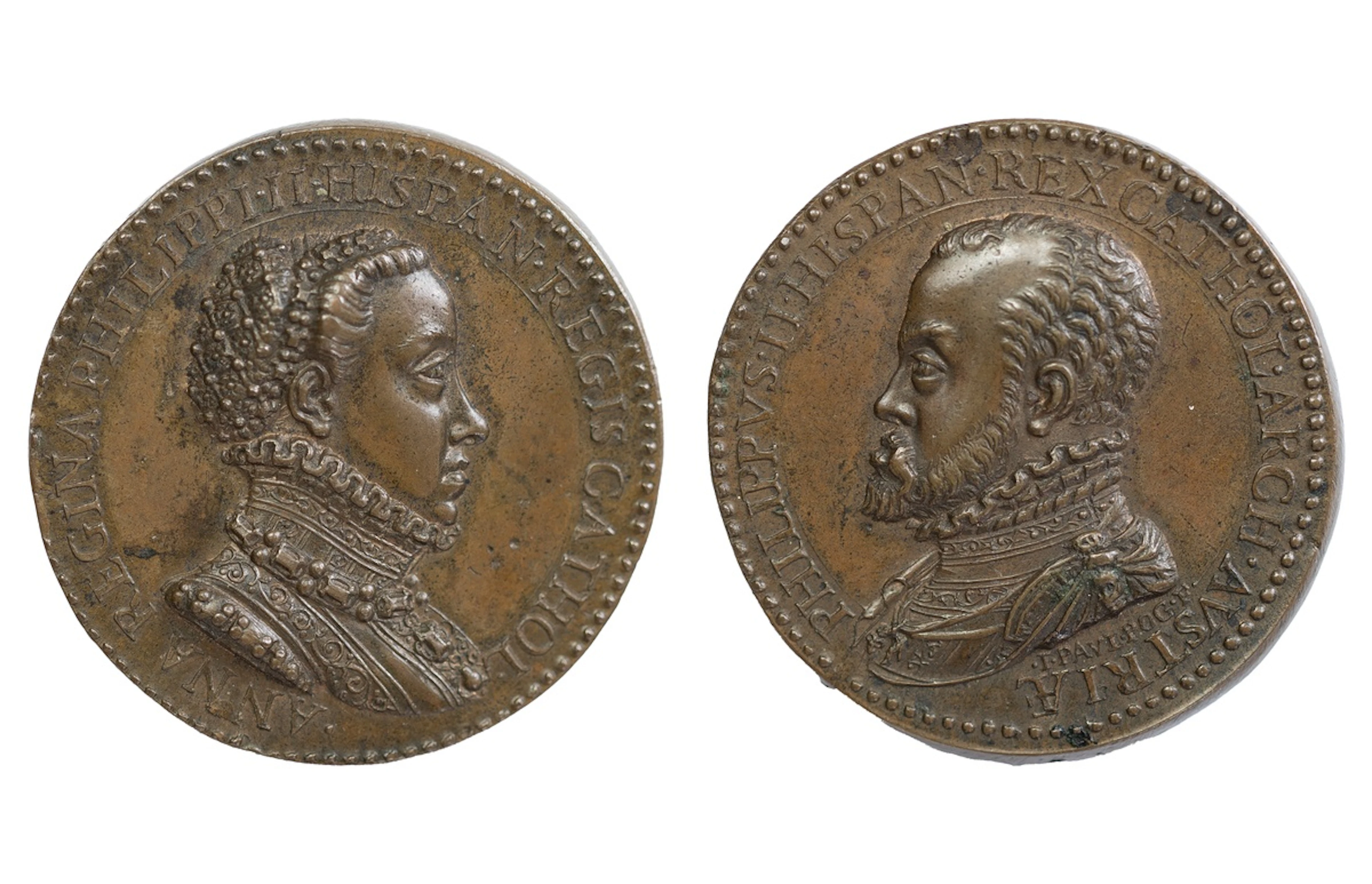 Italy, Marriage of Philip II and Anne of Austria, Bronze and Signed