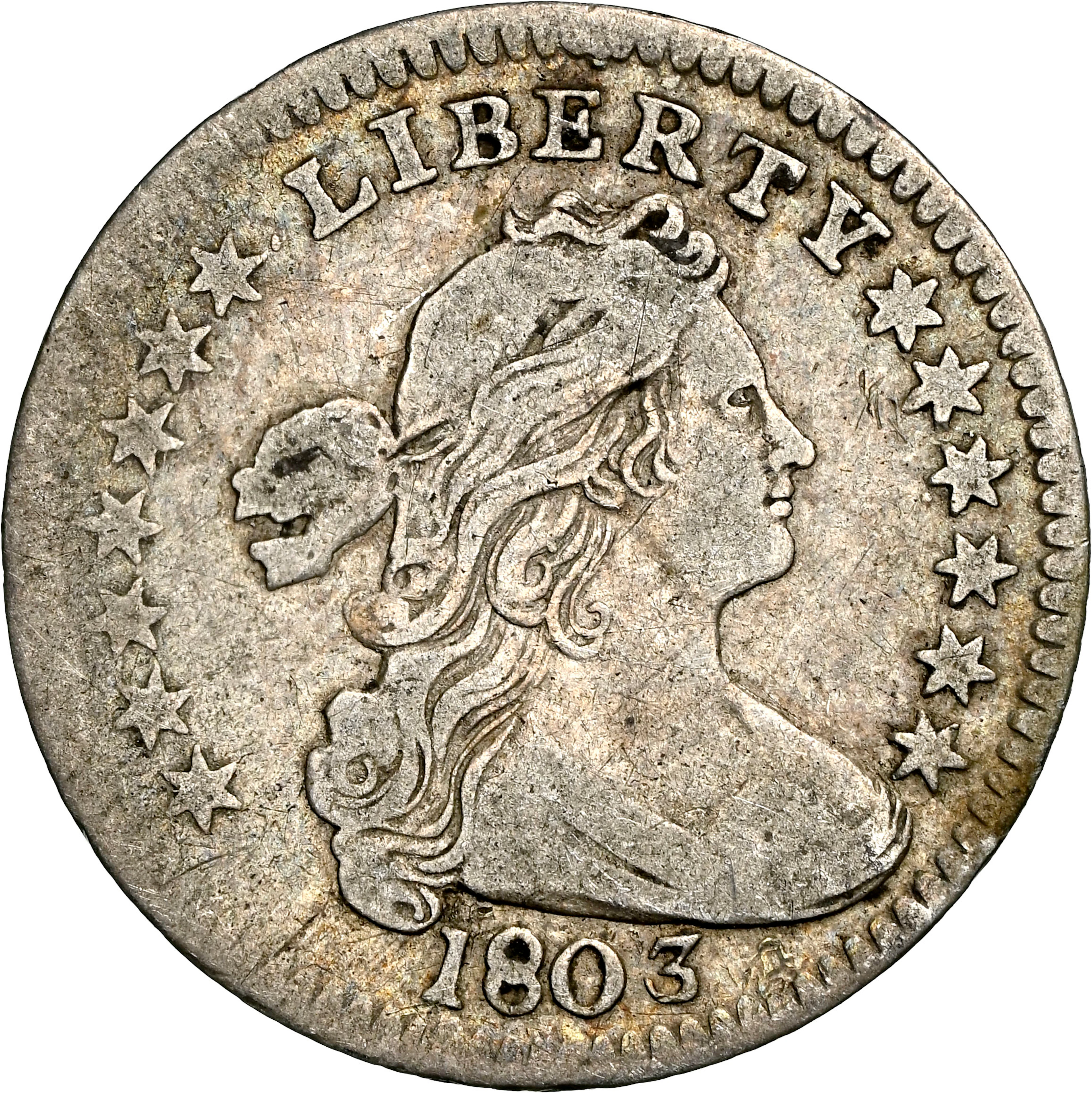 NGC F15 | USA, 'Draped Bust' Half-Dime, 1803 'Large 8', Philadelphia
