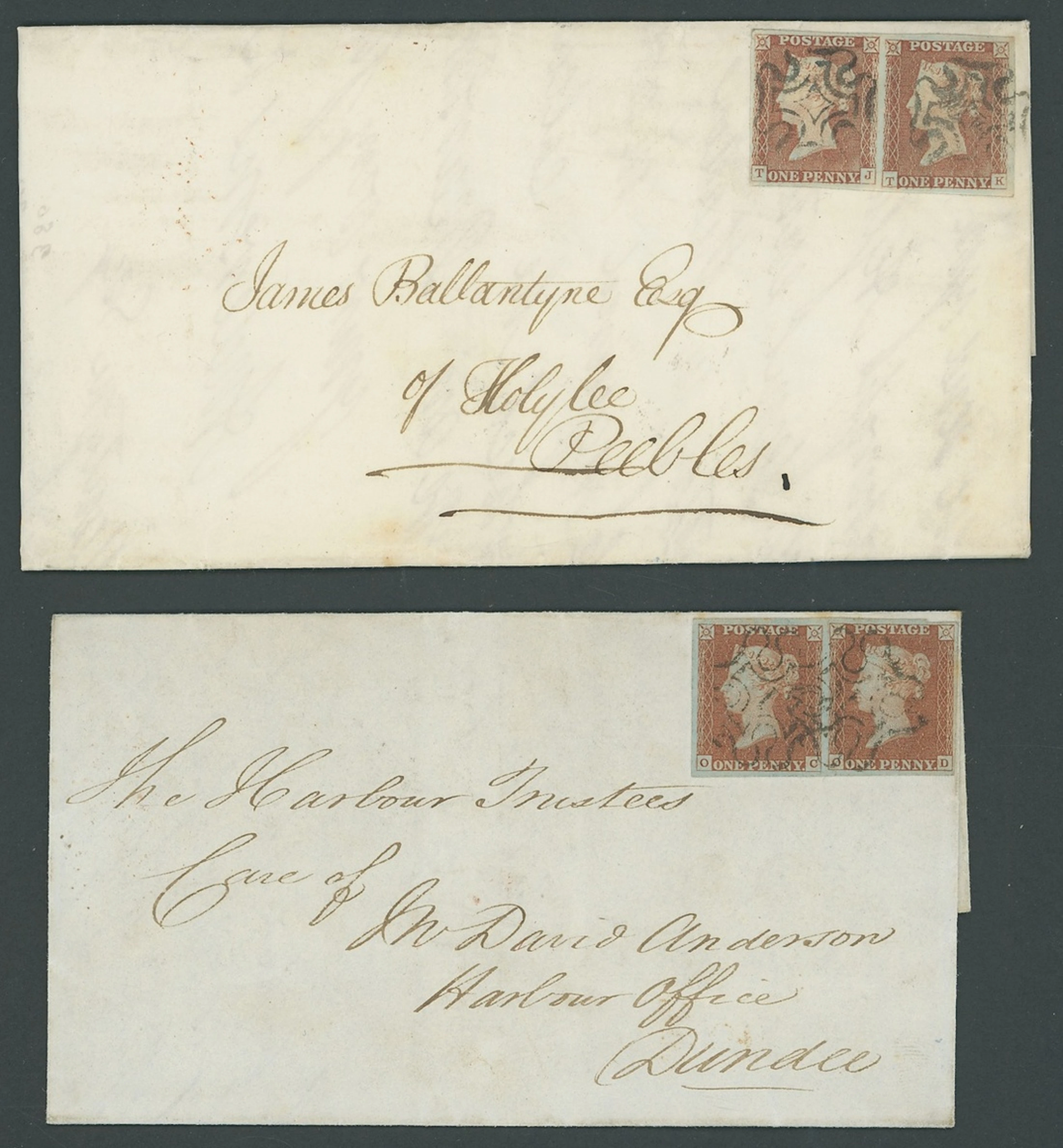 Great Britain 1841-53 One Penny Red-Brown Plate 18: TJ-TK horizontal