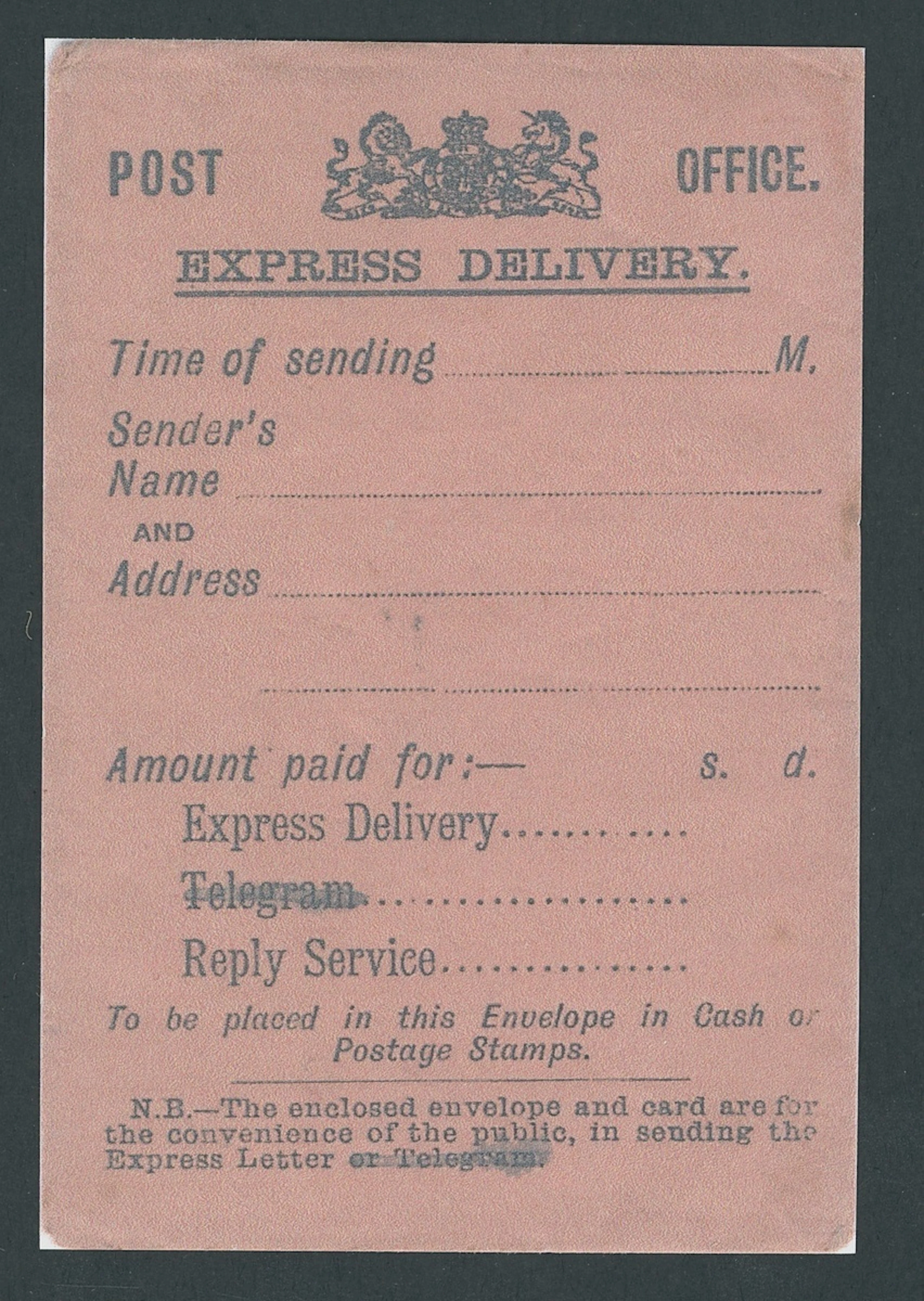Great Britain Postal History Express Mail 1891-92, three Post Office