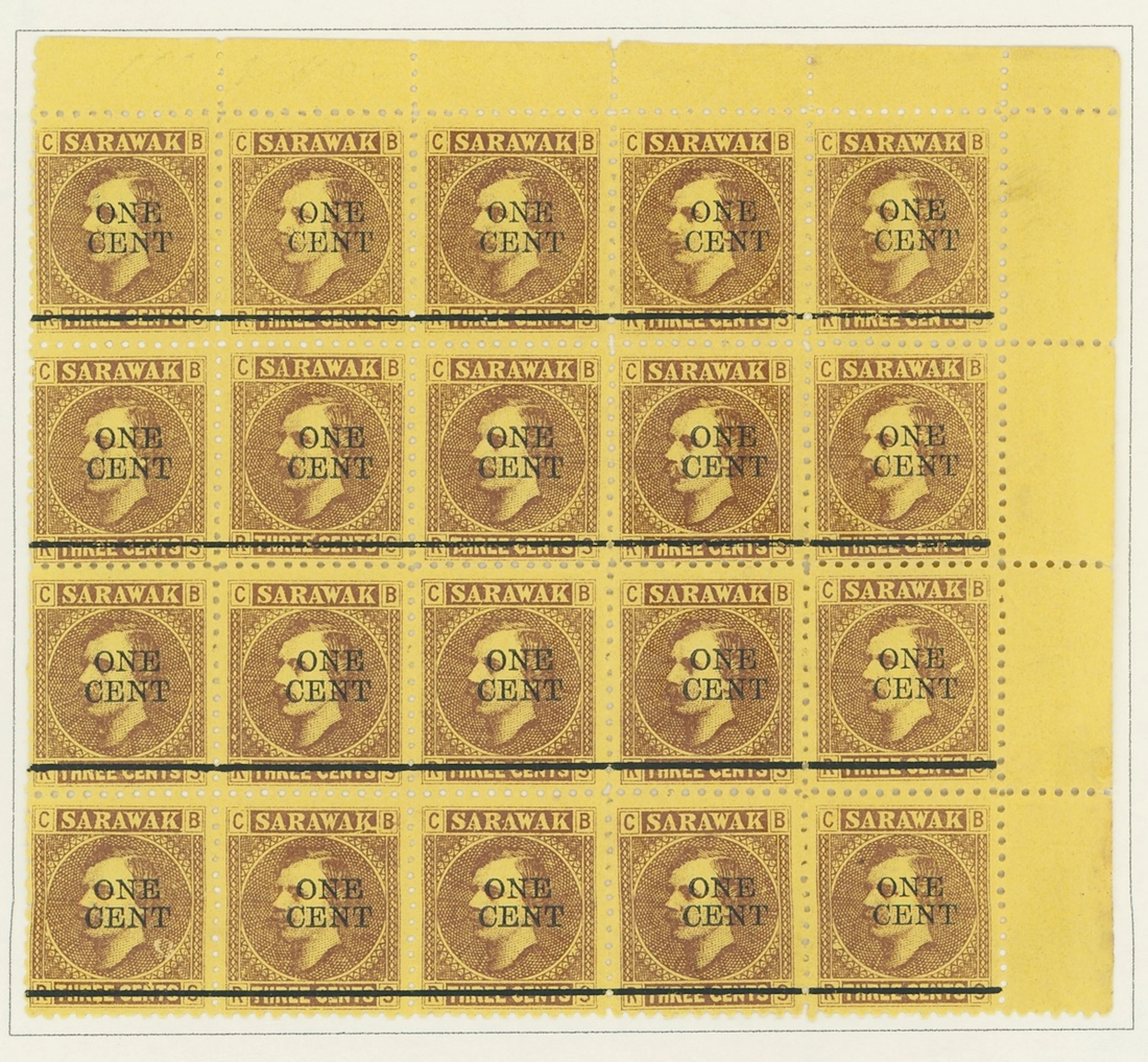 Sarawak 1892 (23 May) 1c. on 3c. Provisional An unused collection