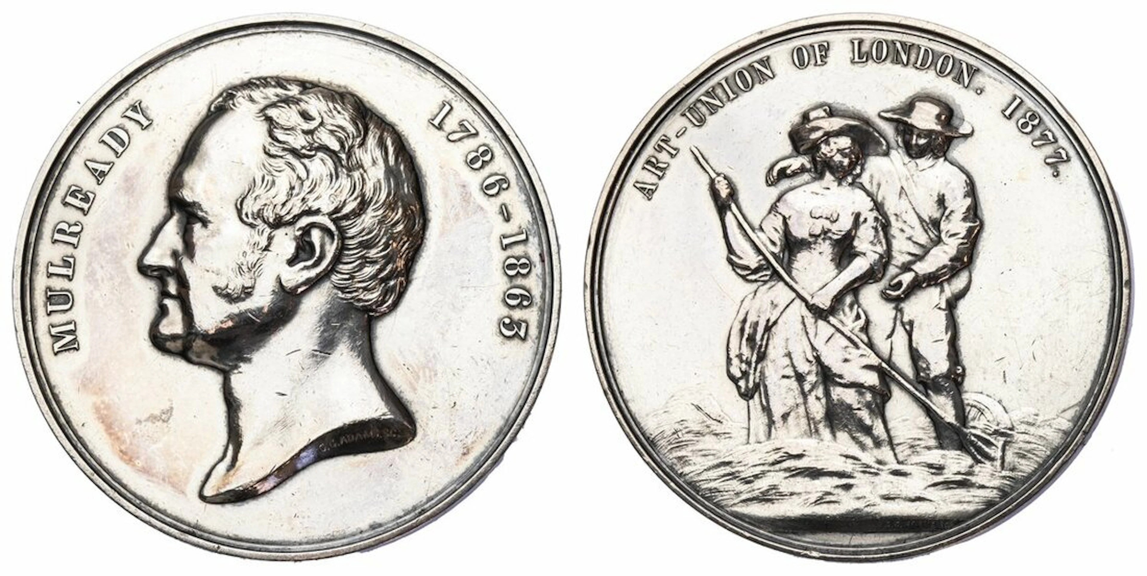 Great Britain Medals Art Union of London: 1877 silver medal of William Mulready