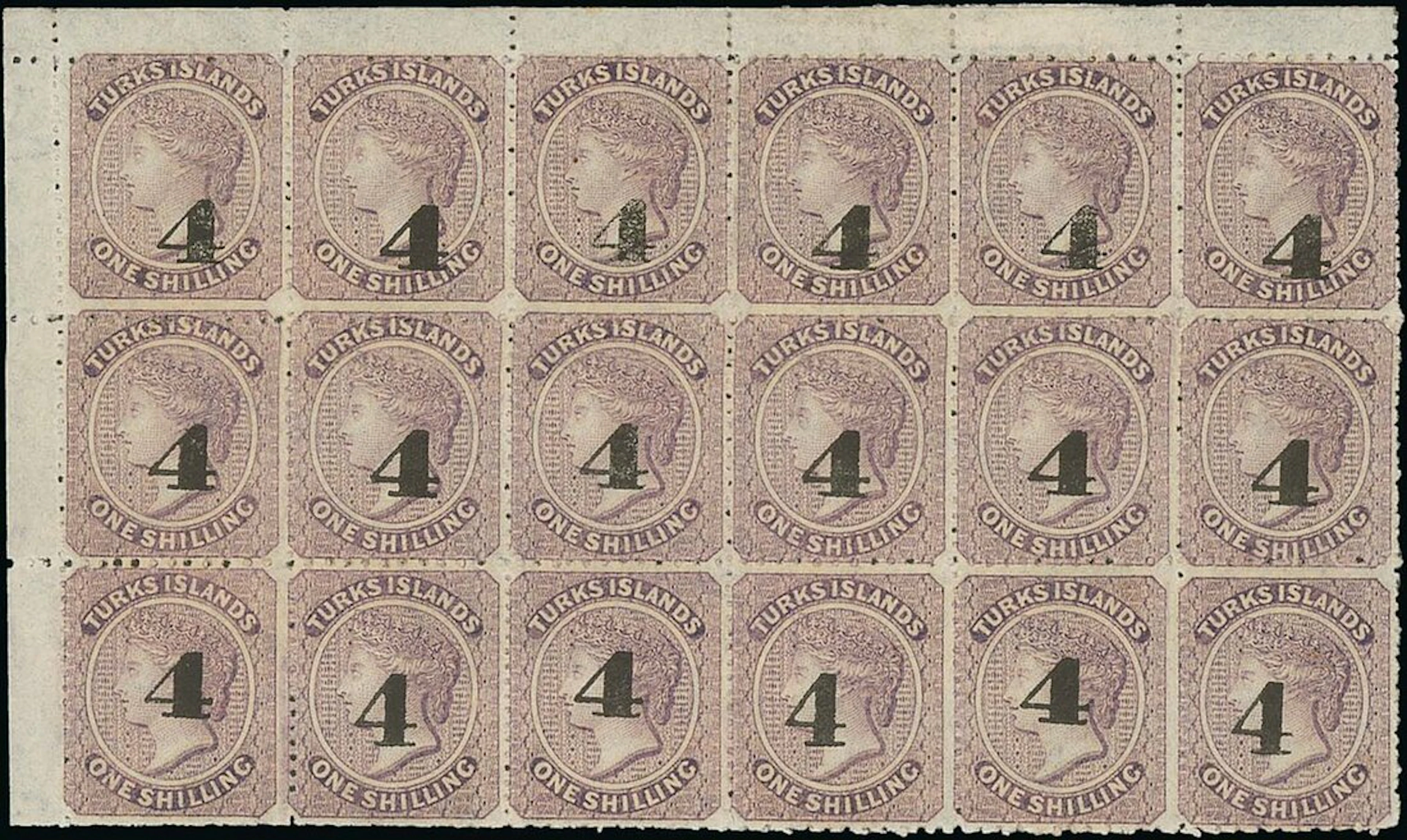 Turks Islands 1881 (1 Jan.) Provisionals Four Pence "4" (Types 29