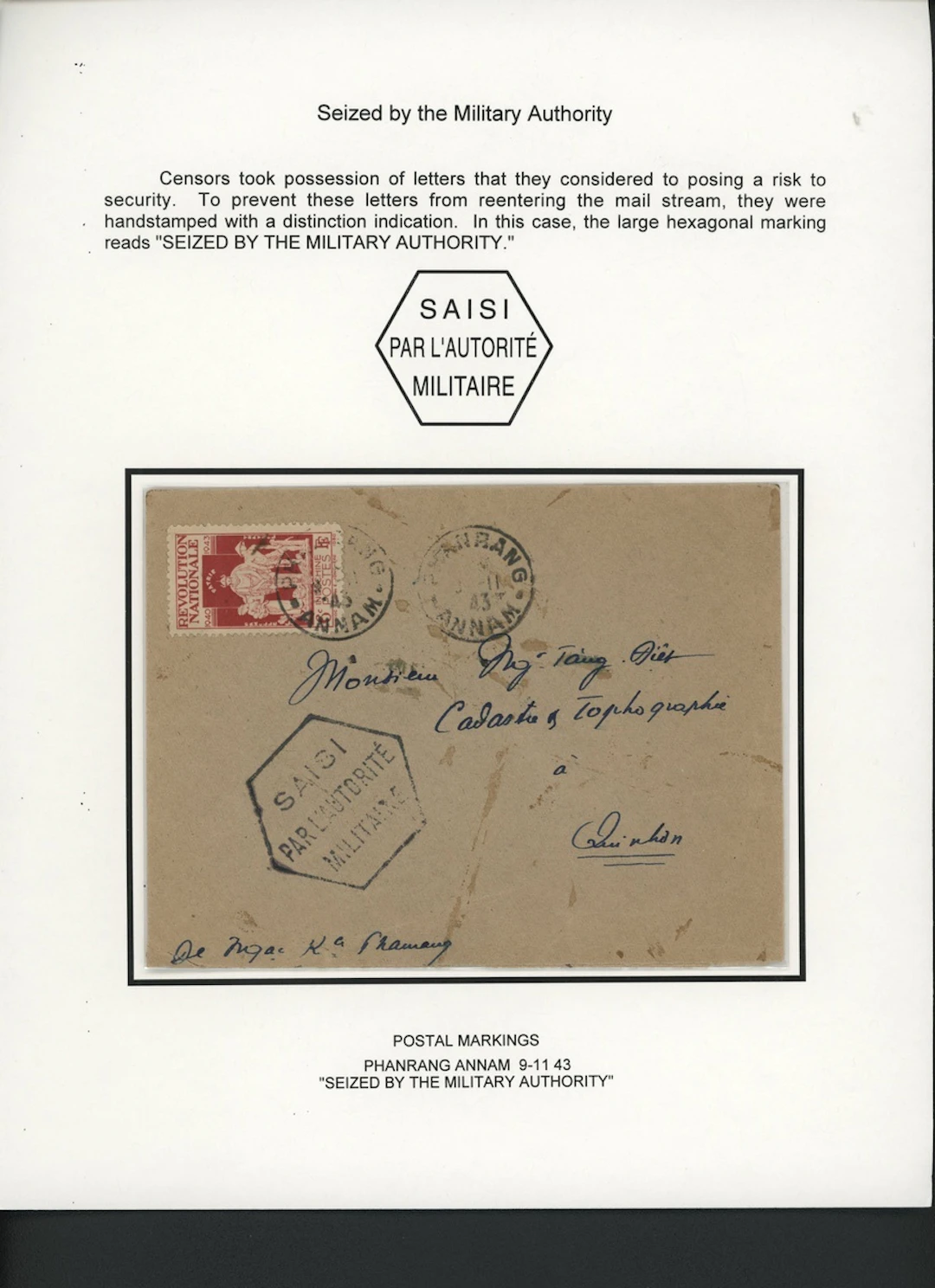 Indo-China French Indo-Chinese Post Office Military Mail