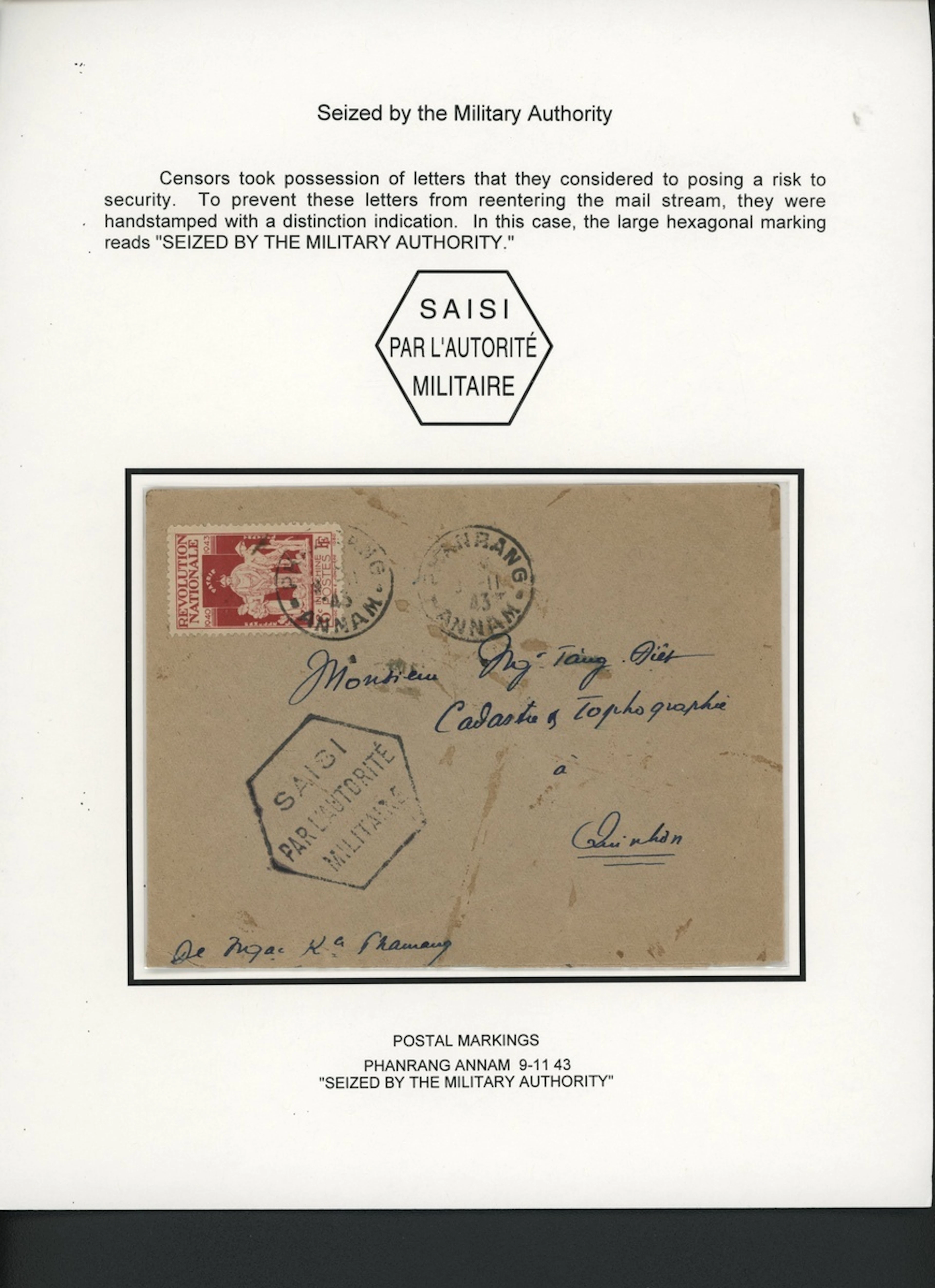 Indo-China French Indo-Chinese Post Office Military Mail