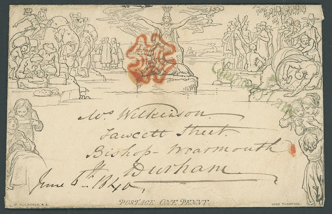 Great Britain 1840 Mulready One Penny Envelopes A132 from London to