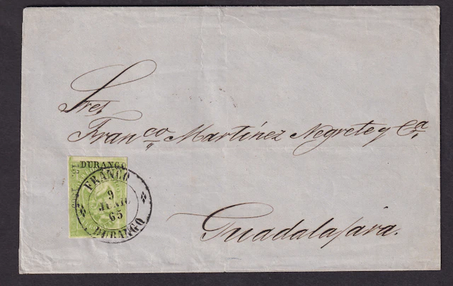 1864-1866 "Eagles" Durango. 4r. Green (Fourth Period, 13-1865), on