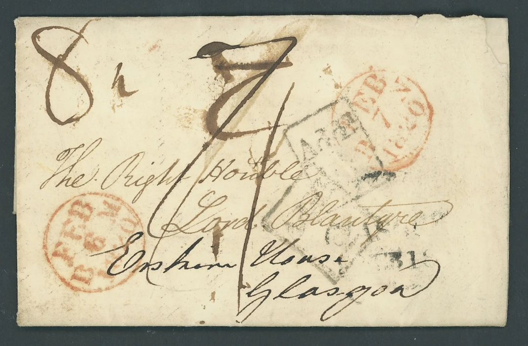 Great Britain Postal History 1820 (3 Feb.), printed mourning entire