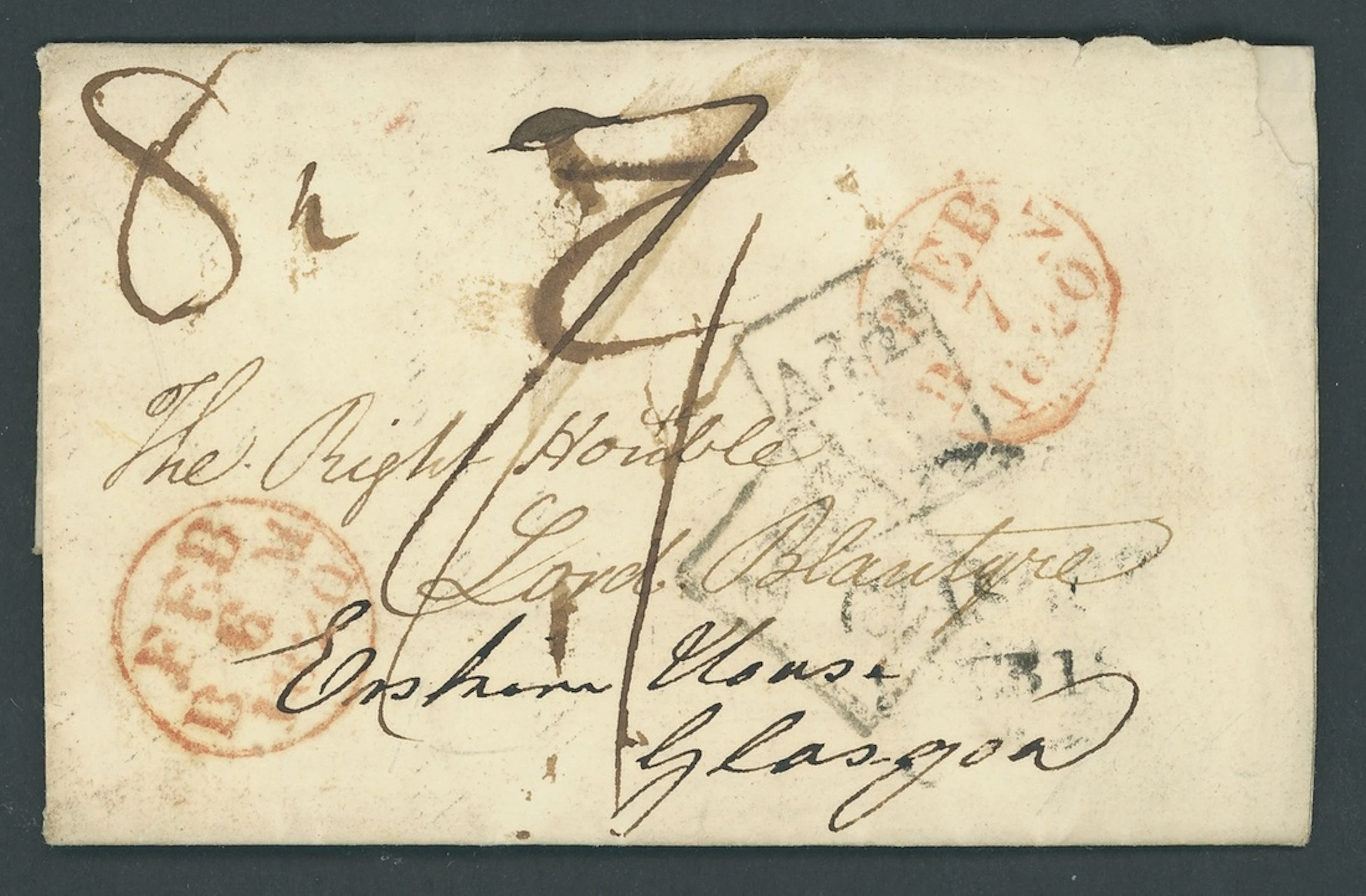 Great Britain Postal History 1820 (3 Feb.), printed mourning entire