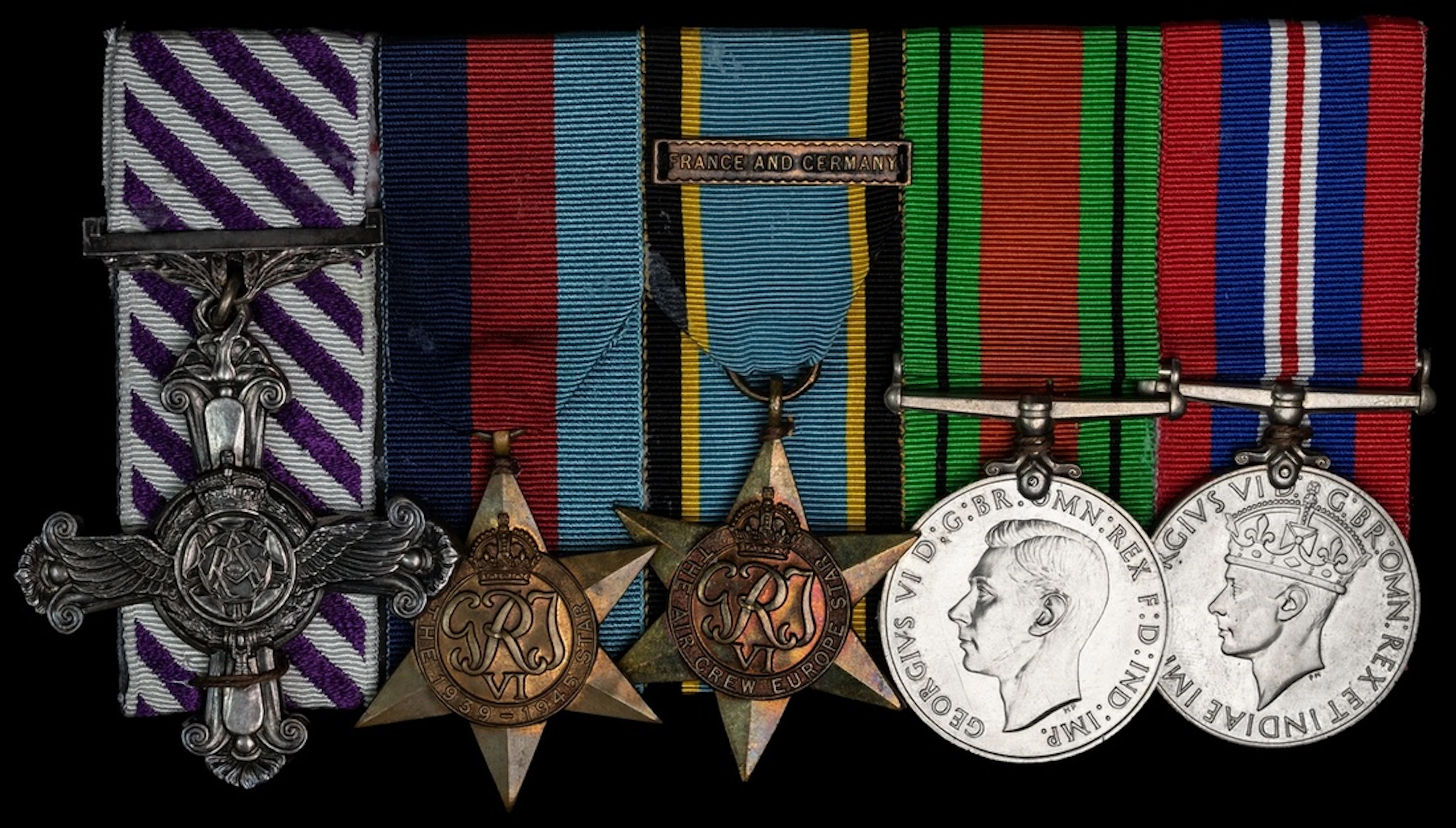 The 1943 D.F.C. group of five awarded to Flight Lieutenant K. A. King