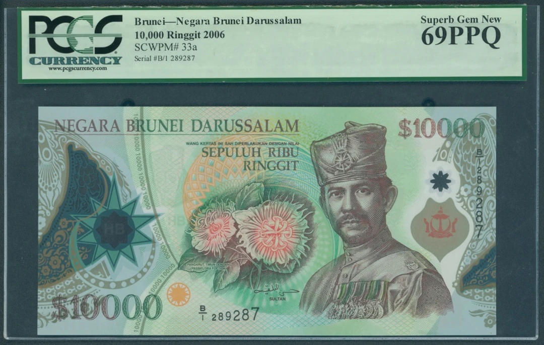 Negara Brunei Darussalam, polymer 10,000 ringgit, 2006, serial number
