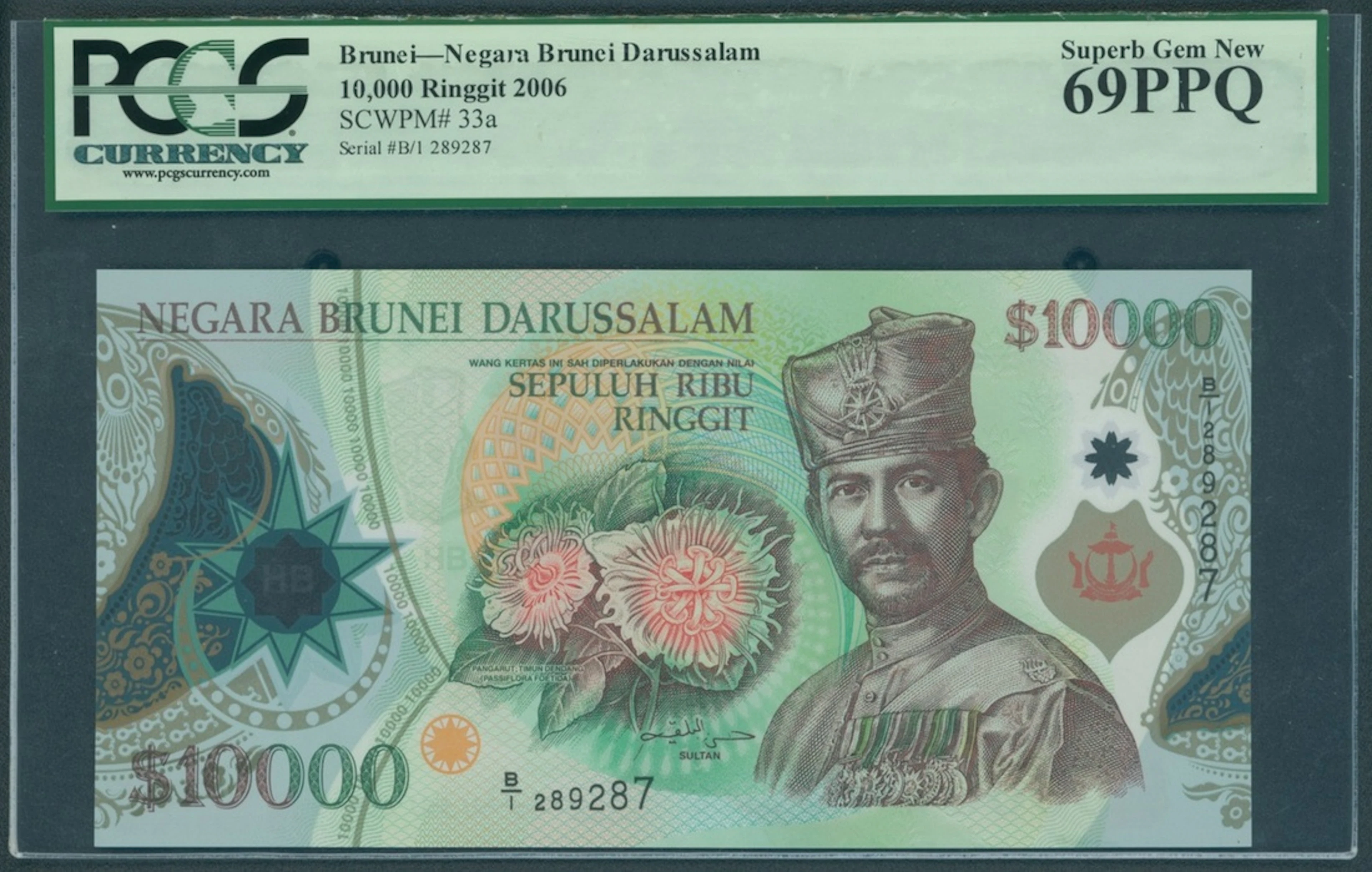 Negara Brunei Darussalam, polymer 10,000 ringgit, 2006, serial number