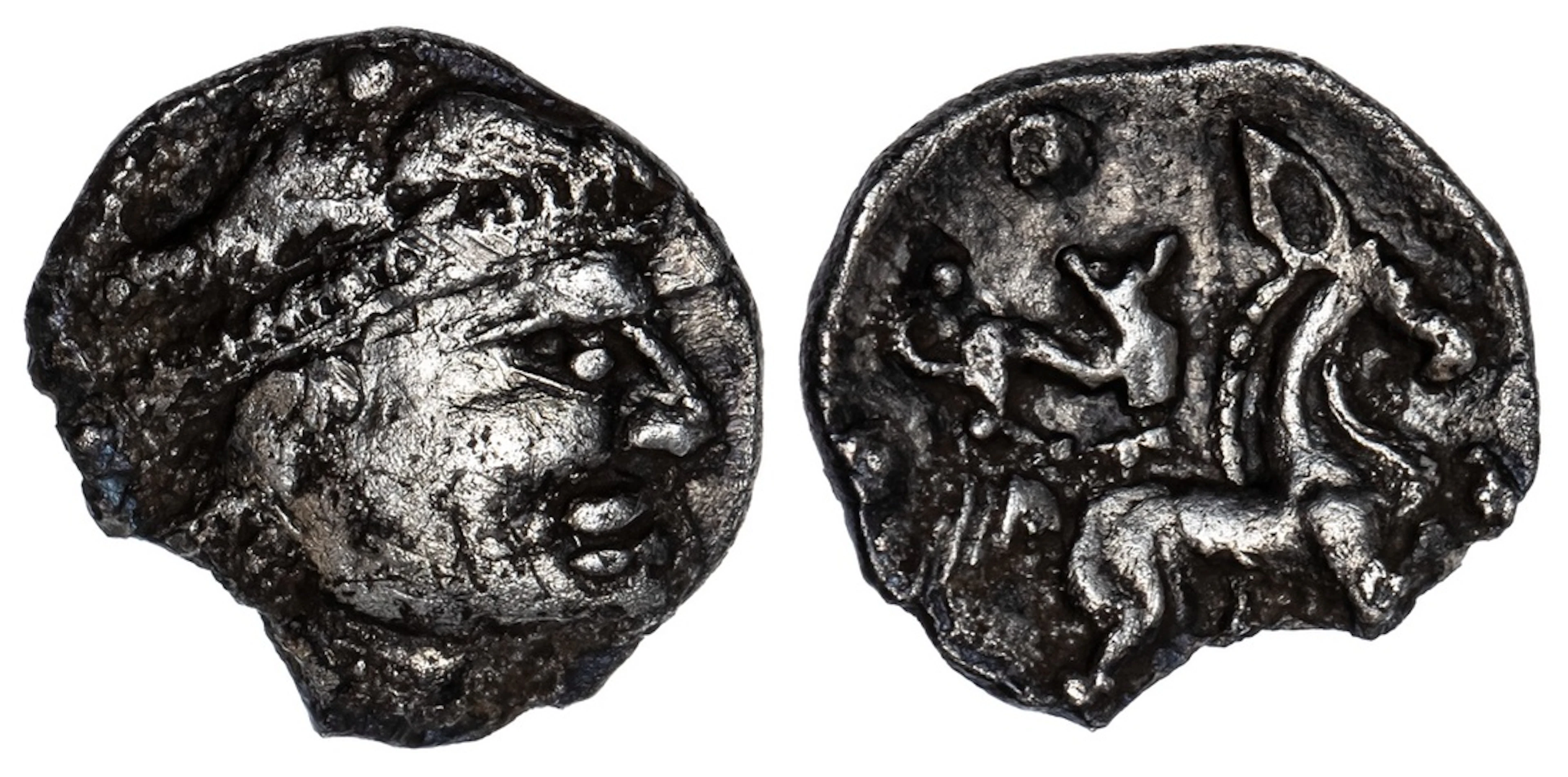 Catuvellauni, (50 BC - AD 43), AR Unit, 'Winged Helmet' Type, male