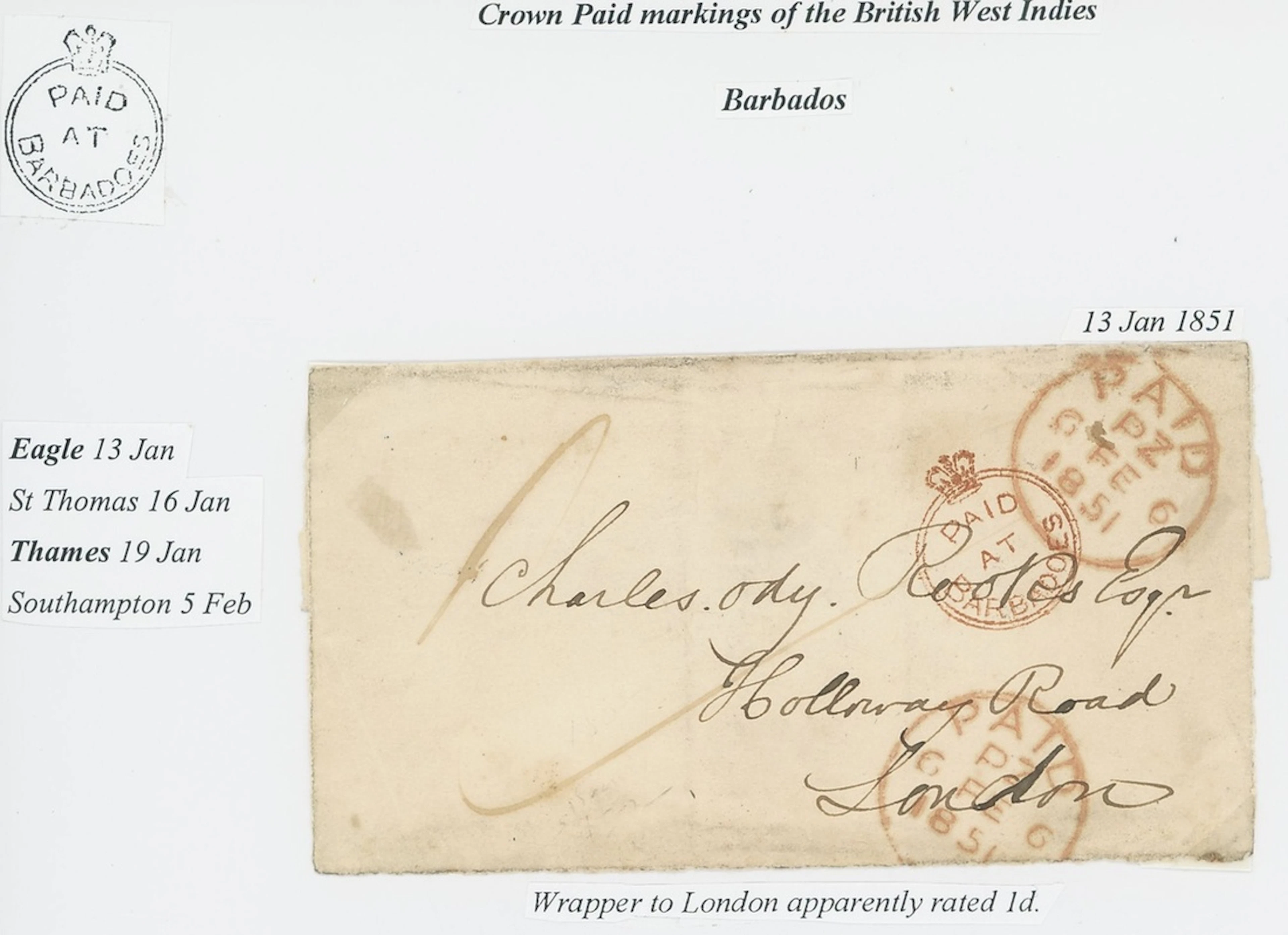 Barbados Early Letters and Handstamps A group of early letters and