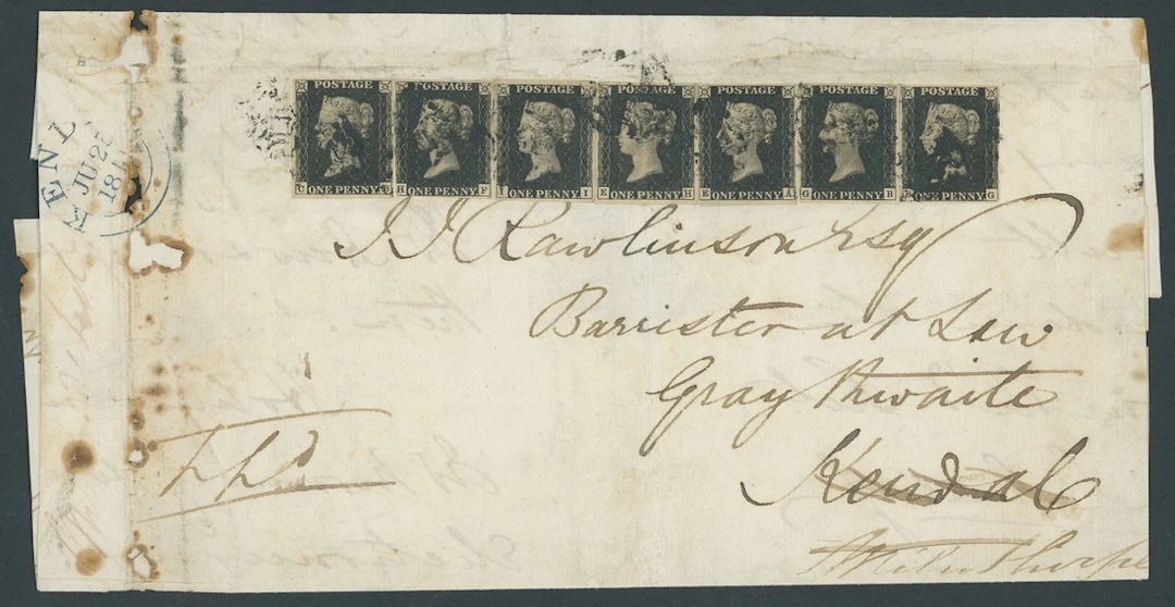 Great Britain 1840 One Penny Black Plate 9 CB, HF, II, EH, EA, GB