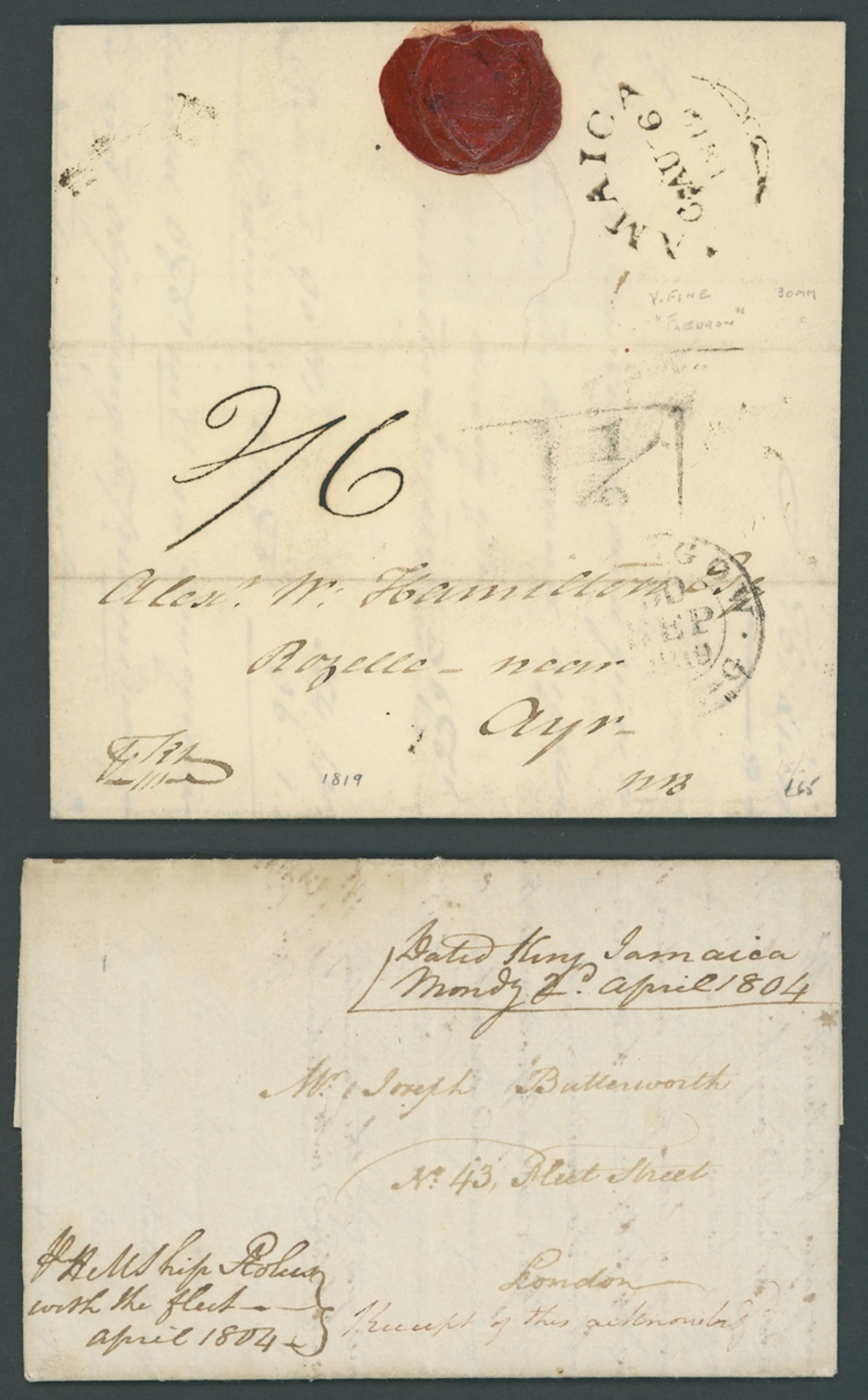 Jamaica Early Letters and Handstamps 1802 (12 June) entire letter