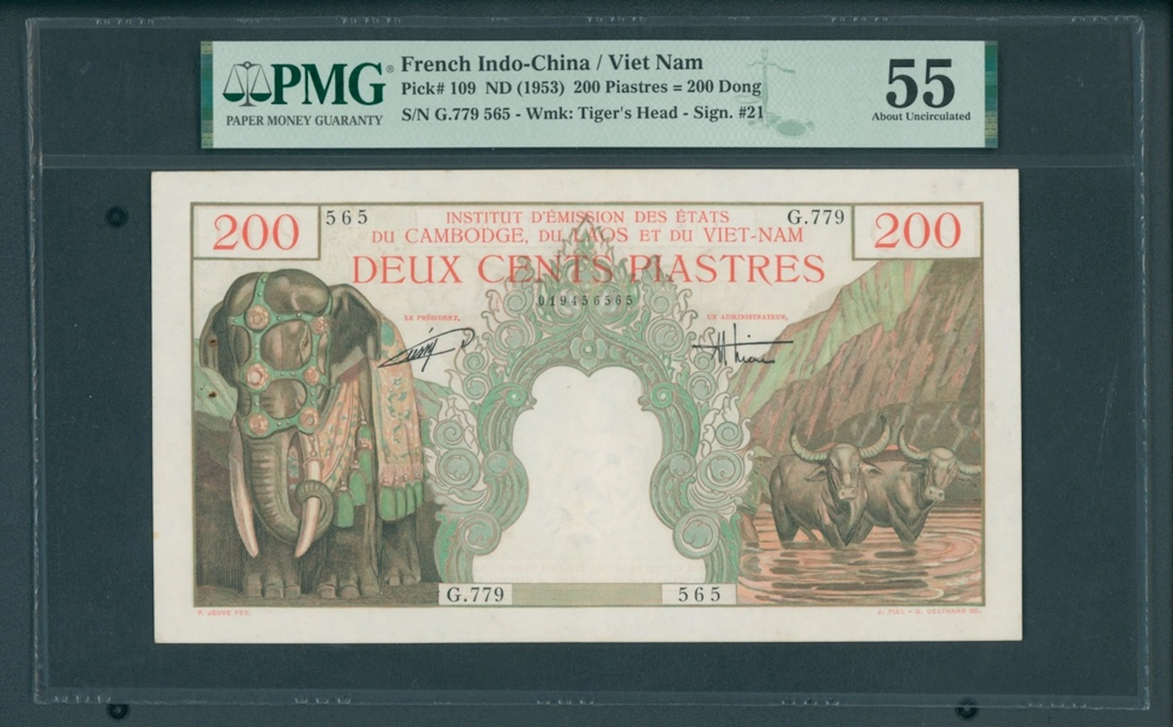 French Indo China / Vietnam, 200 piastres = 200 dong, ND (1953), serial