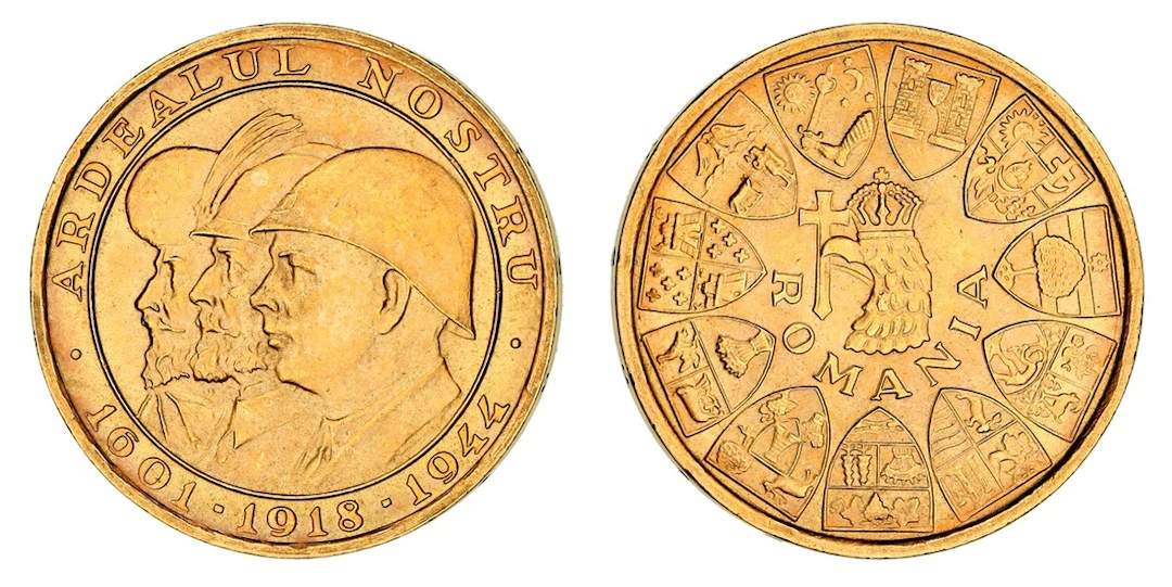 Romania, 'Re-Integration of Transylvania' 20-Lei, 1944, Overlapped