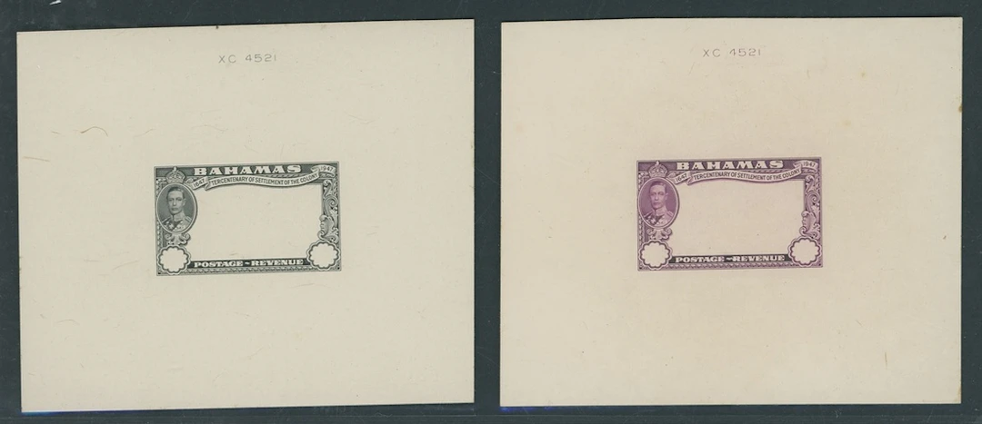 Bahamas 1948 Eleuthera master die proofs of the frame in black and