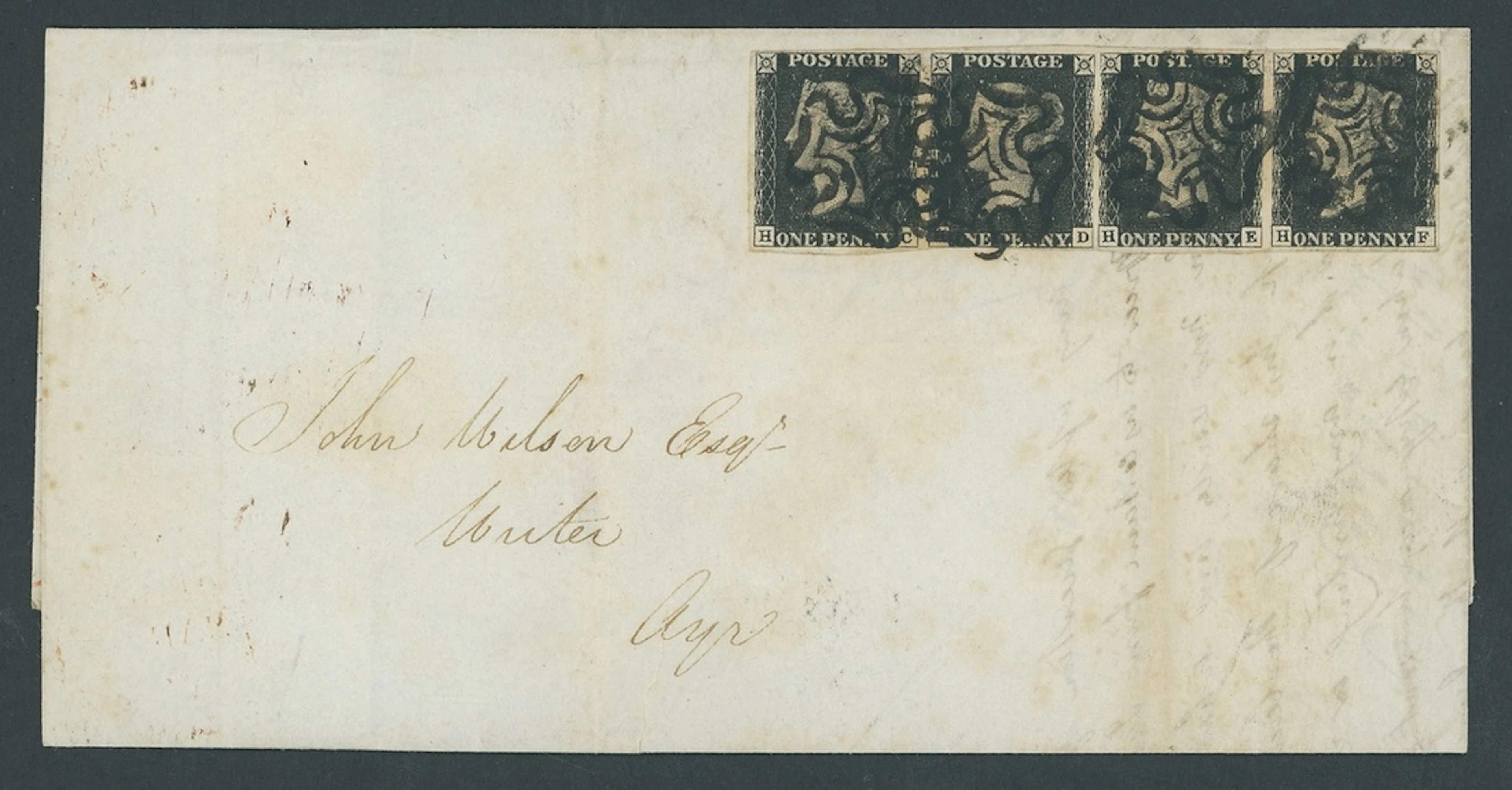 Great Britain 1840 One Penny Black Plate 6 HC-HF, intense black, horizontal