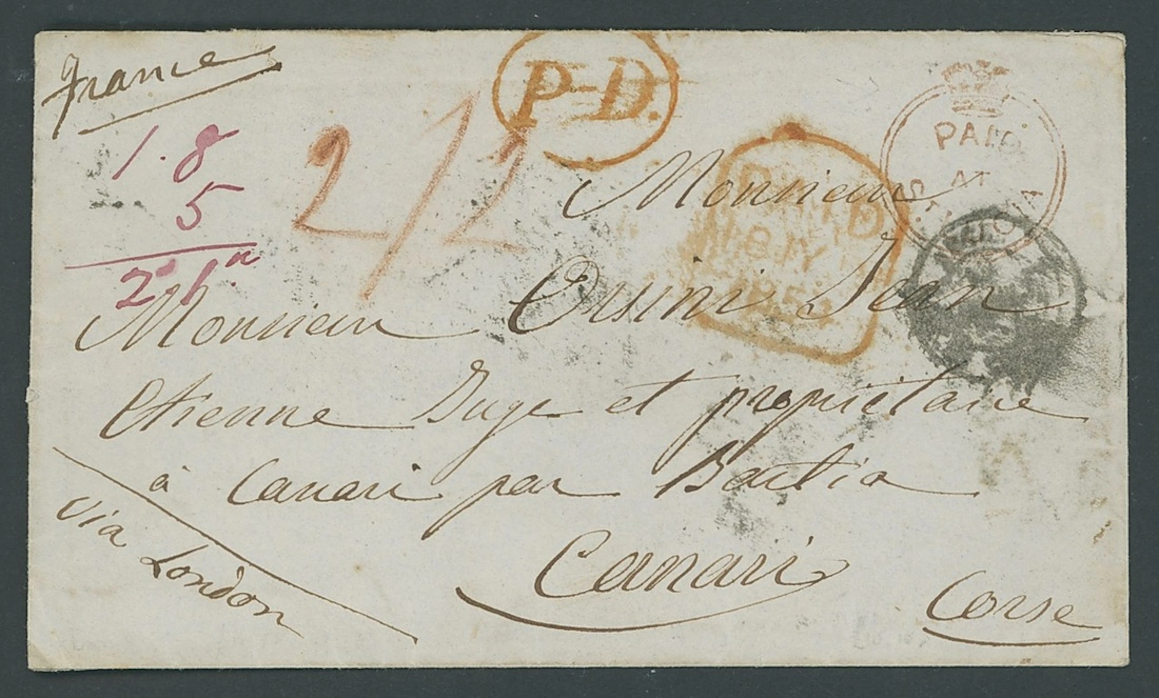 St. Lucia Early Letters and Handstamps "paid/at/st lucia" Crowned