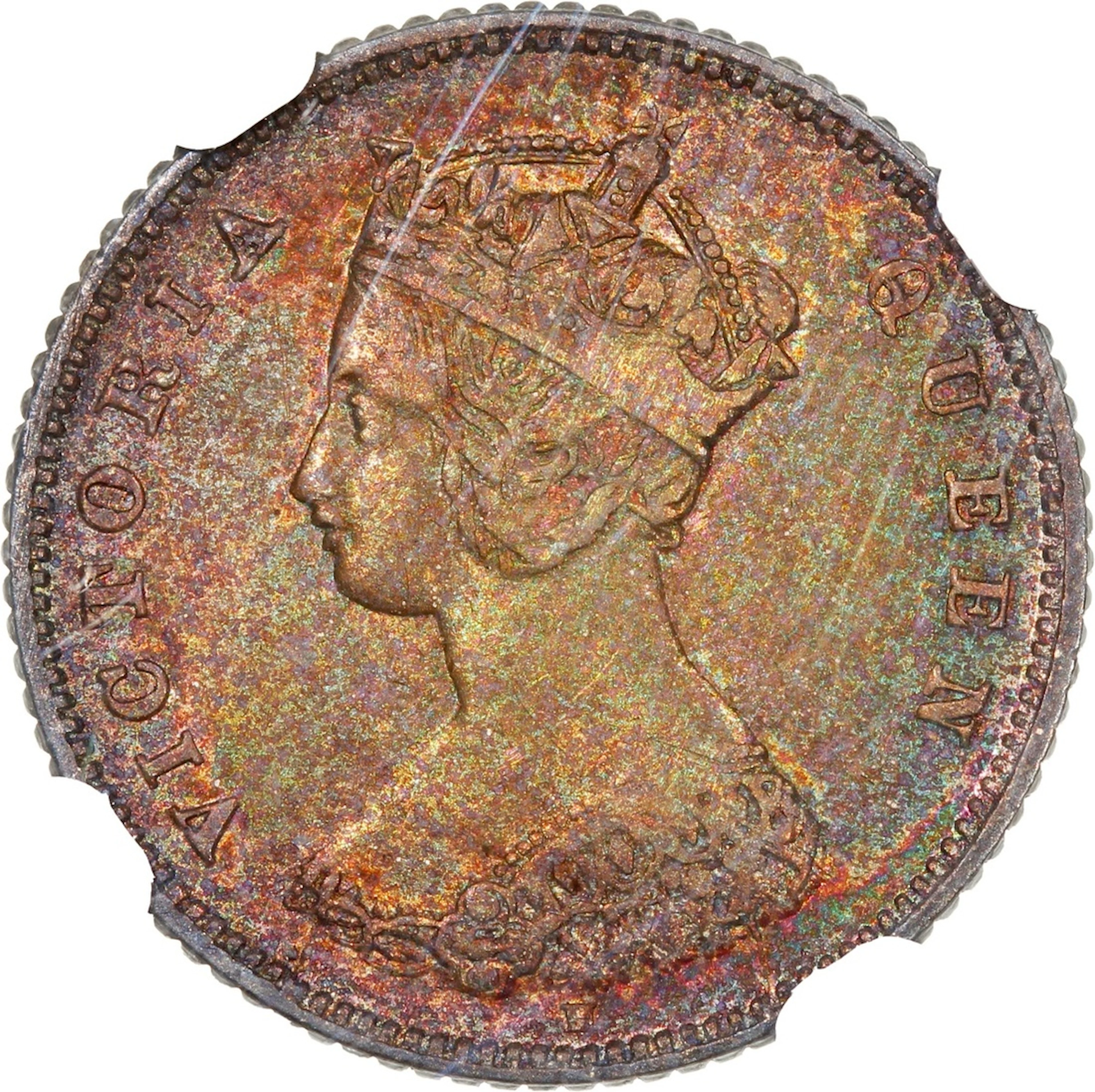 Hong Kong, [NGC AU Details] silver 10 cents, 1876H, Heaton mint