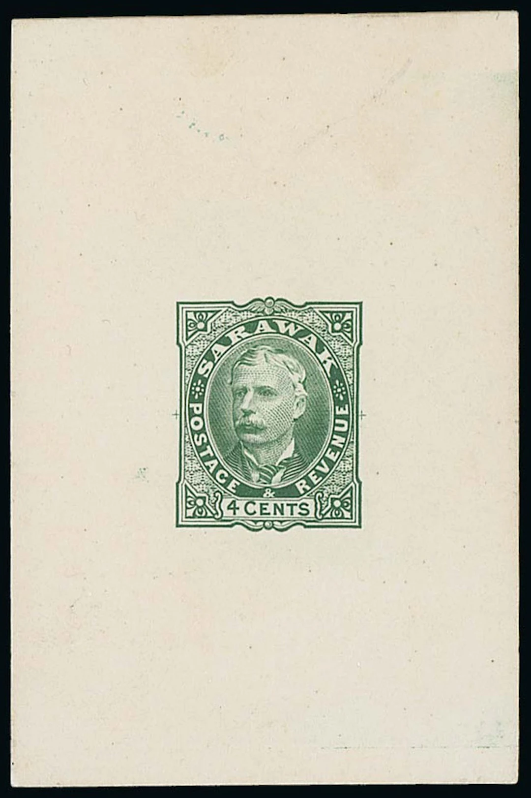 Sarawak 1895 Perkins Bacon Issue Die Proofs 4c. in green on surfaced