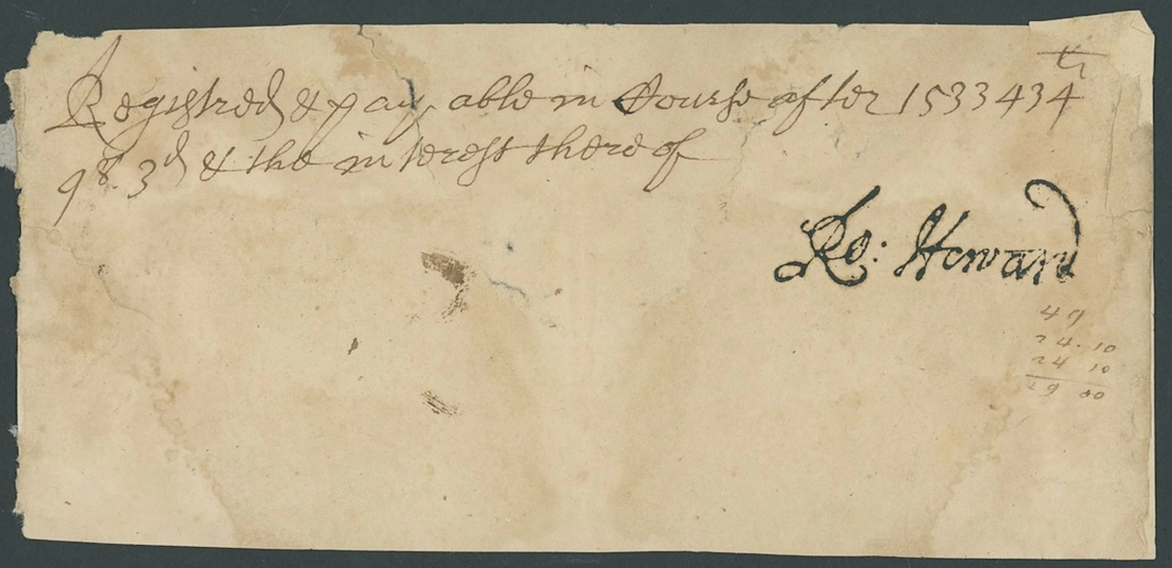 England Playwrights 1690s A pair of financial documents one signed