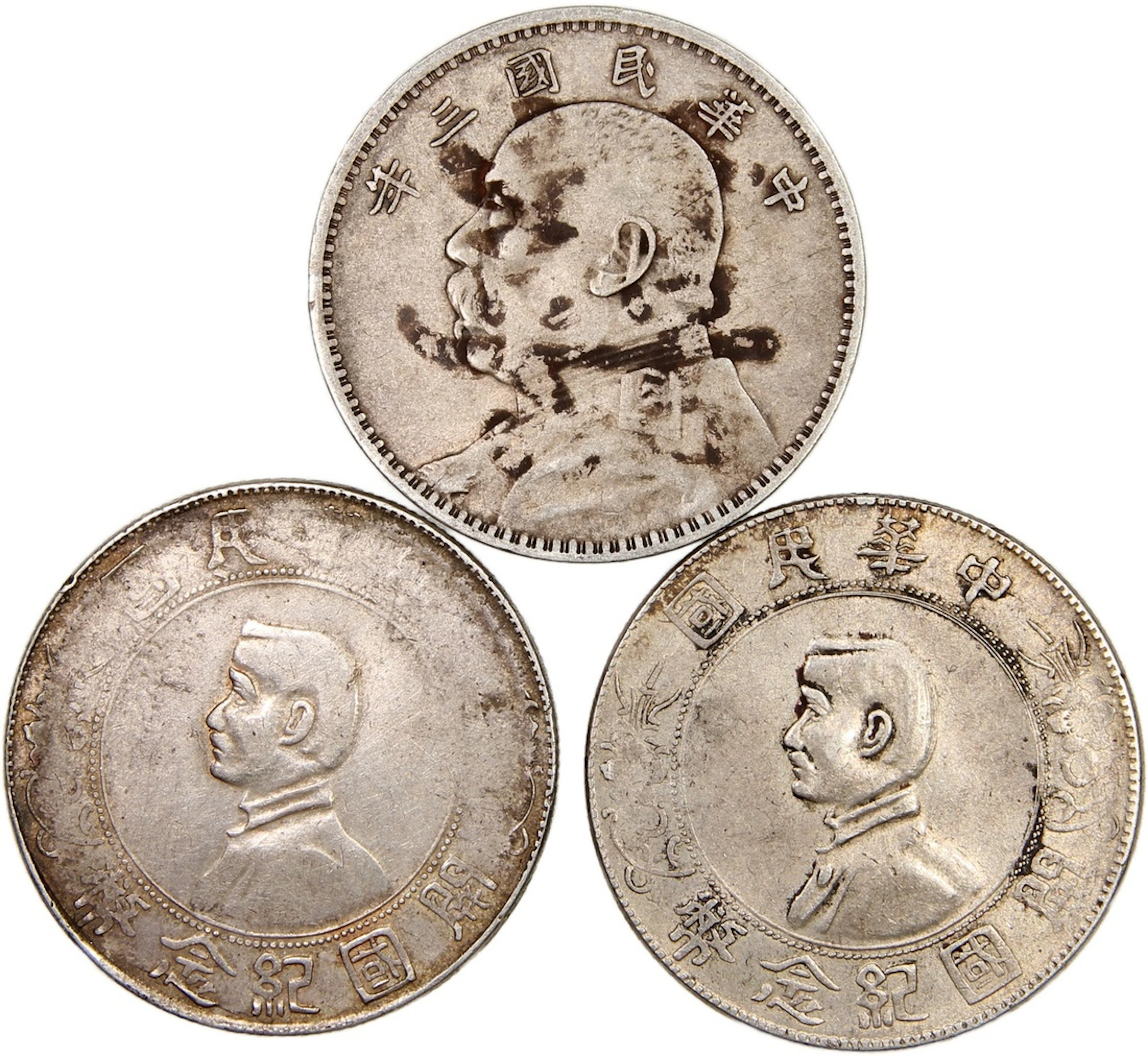China, Republic, a trio of silver dollars, including 2x ND (1927)