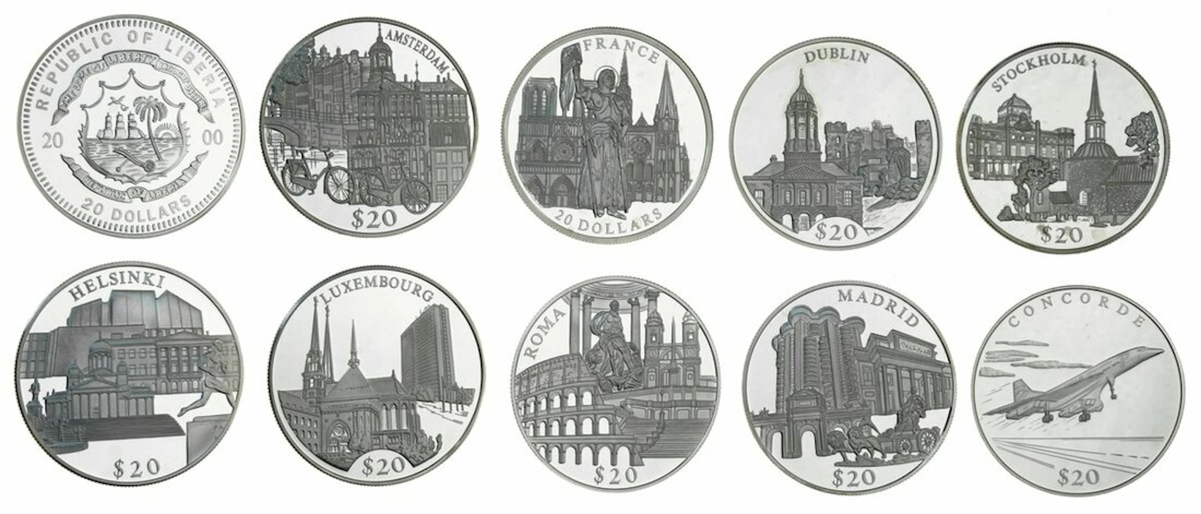 Liberia, Republic, silver Commemorative coins [19], including World's