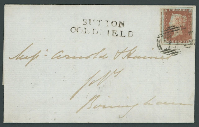 Great Britain 1841-53 One Penny Red-Brown Plate 58: DE, tied to entire