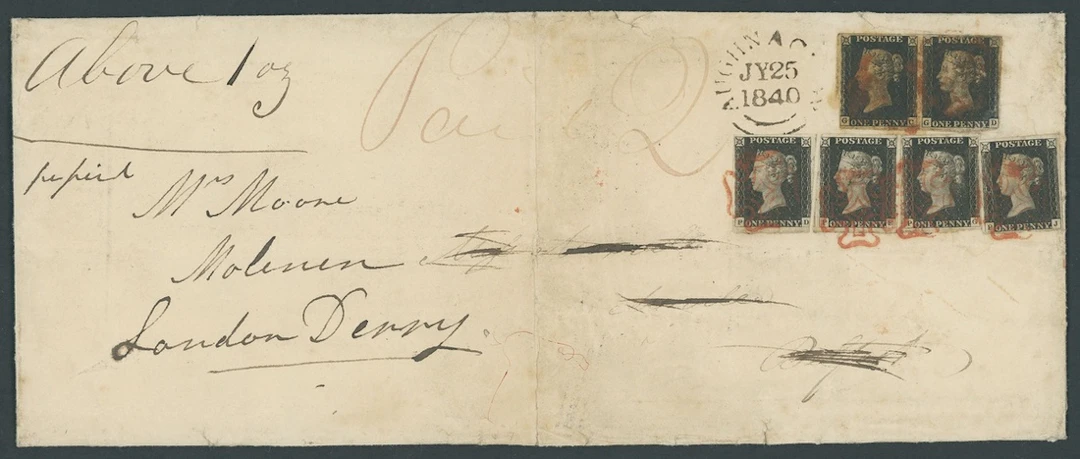 Great Britain 1840 One Penny Black Plate 1b GC-GD horizontal pair