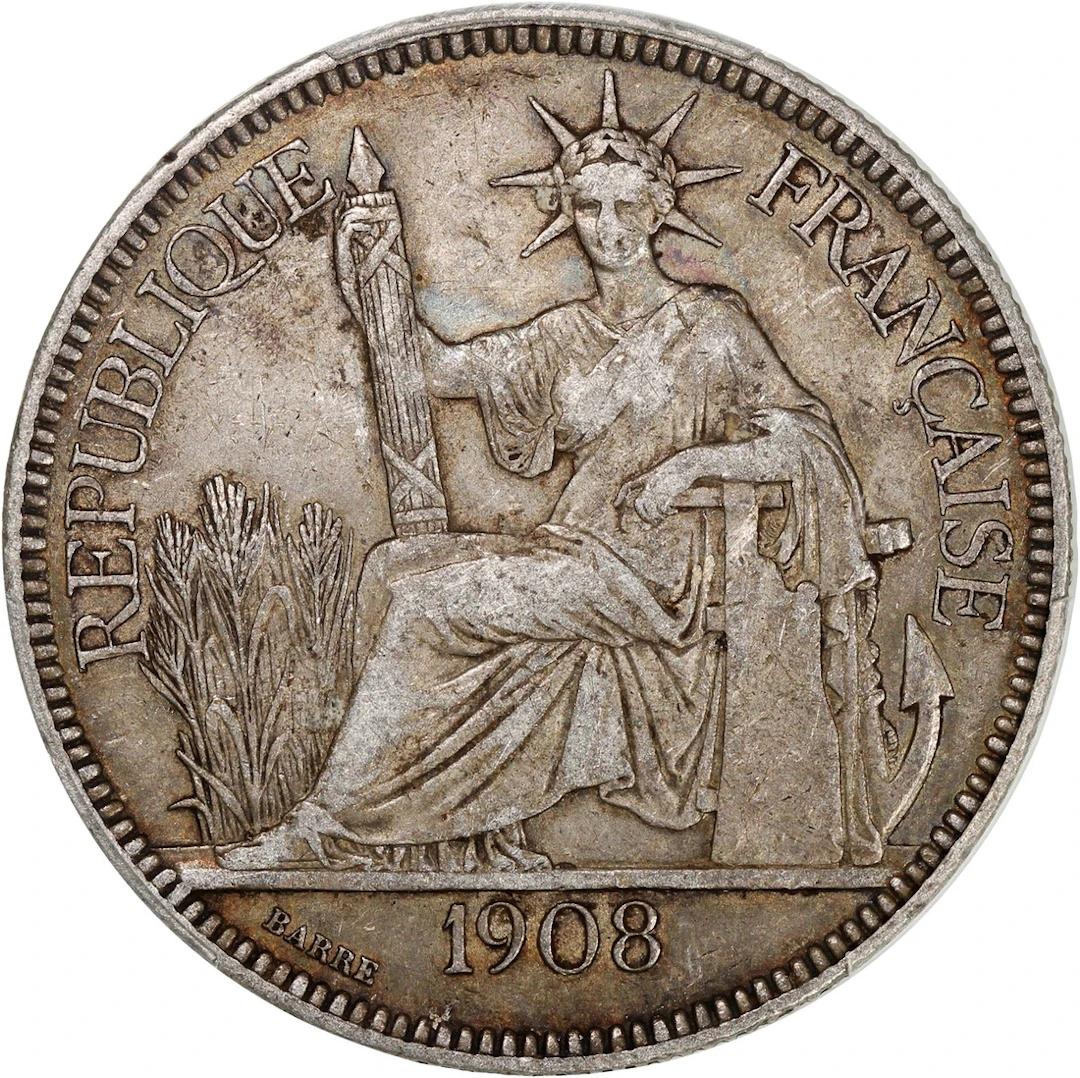 French Indo-China, [PCGS XF Detail] silver piastre, 1908-A, Paris mint