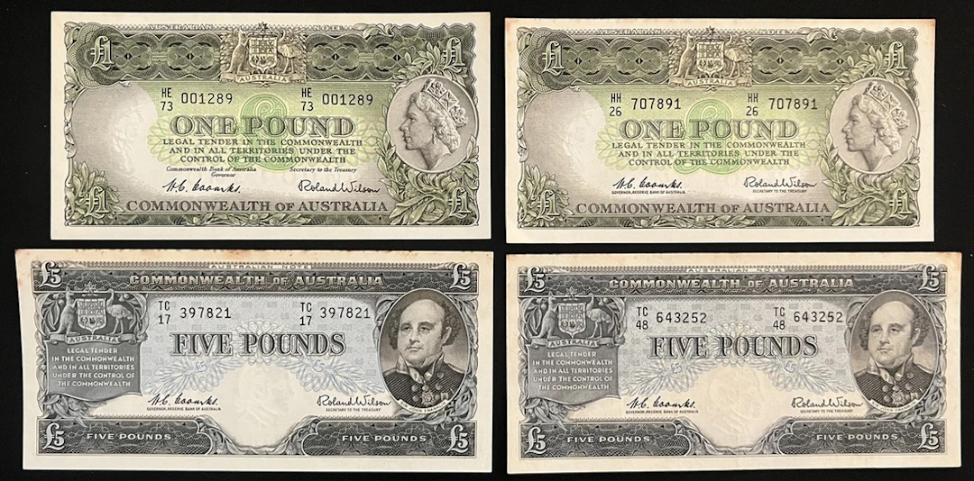 Australia, a group of 4x, including Commonwealth £1 (1), Reserve Bank