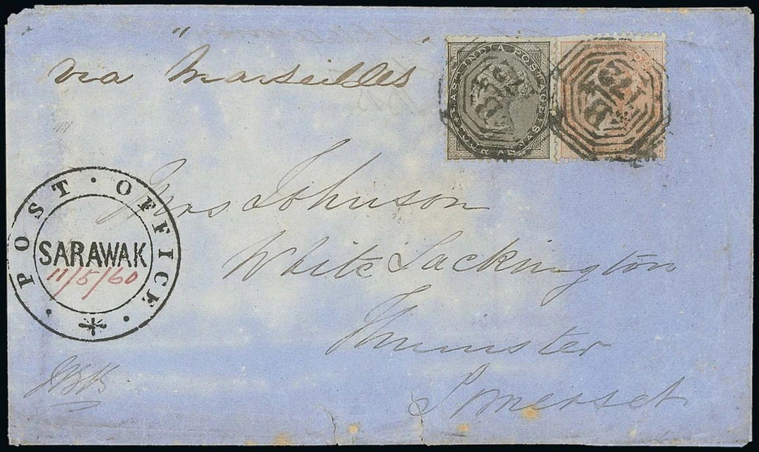 Sarawak "post office/sarawak" Handstamp 1860 (11 May) envelope ex