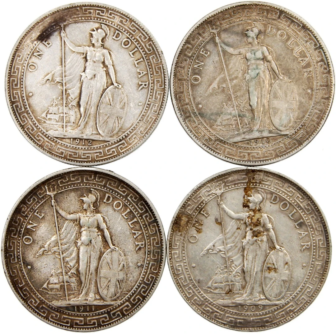 Great Britain, Trade Dollar (4), 1909, 1910, 1911, 1912, total weigh 106.14g