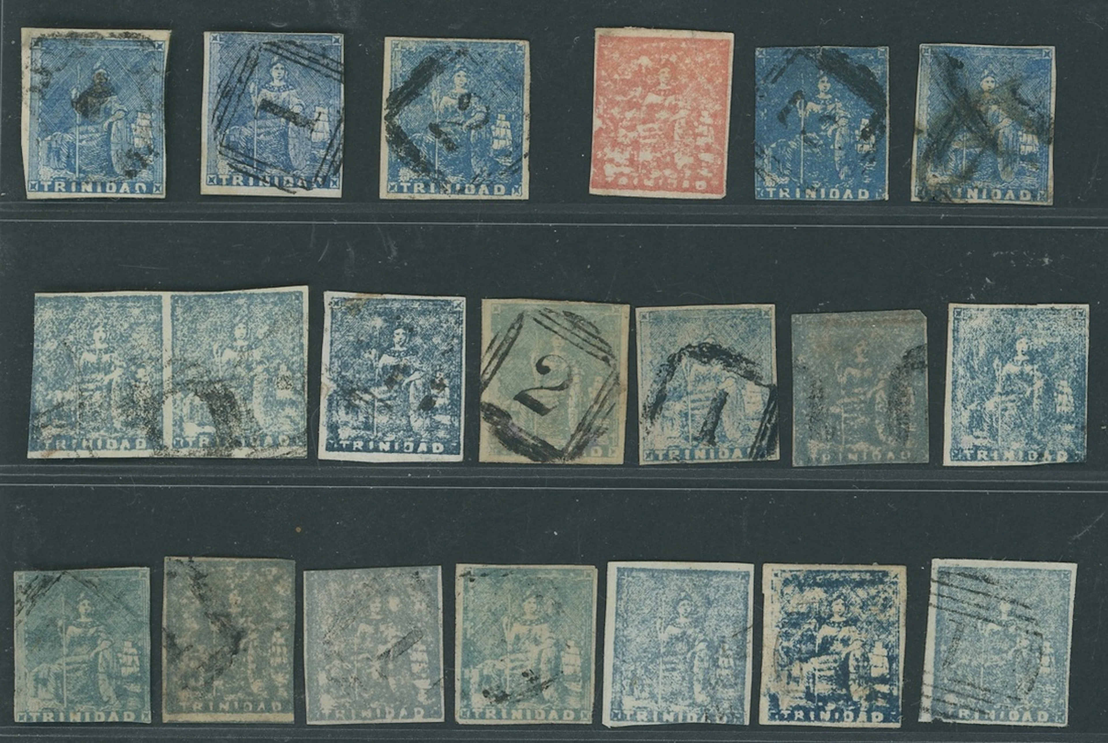 Trinidad 1852-60 Lithographed, a used group including first issue