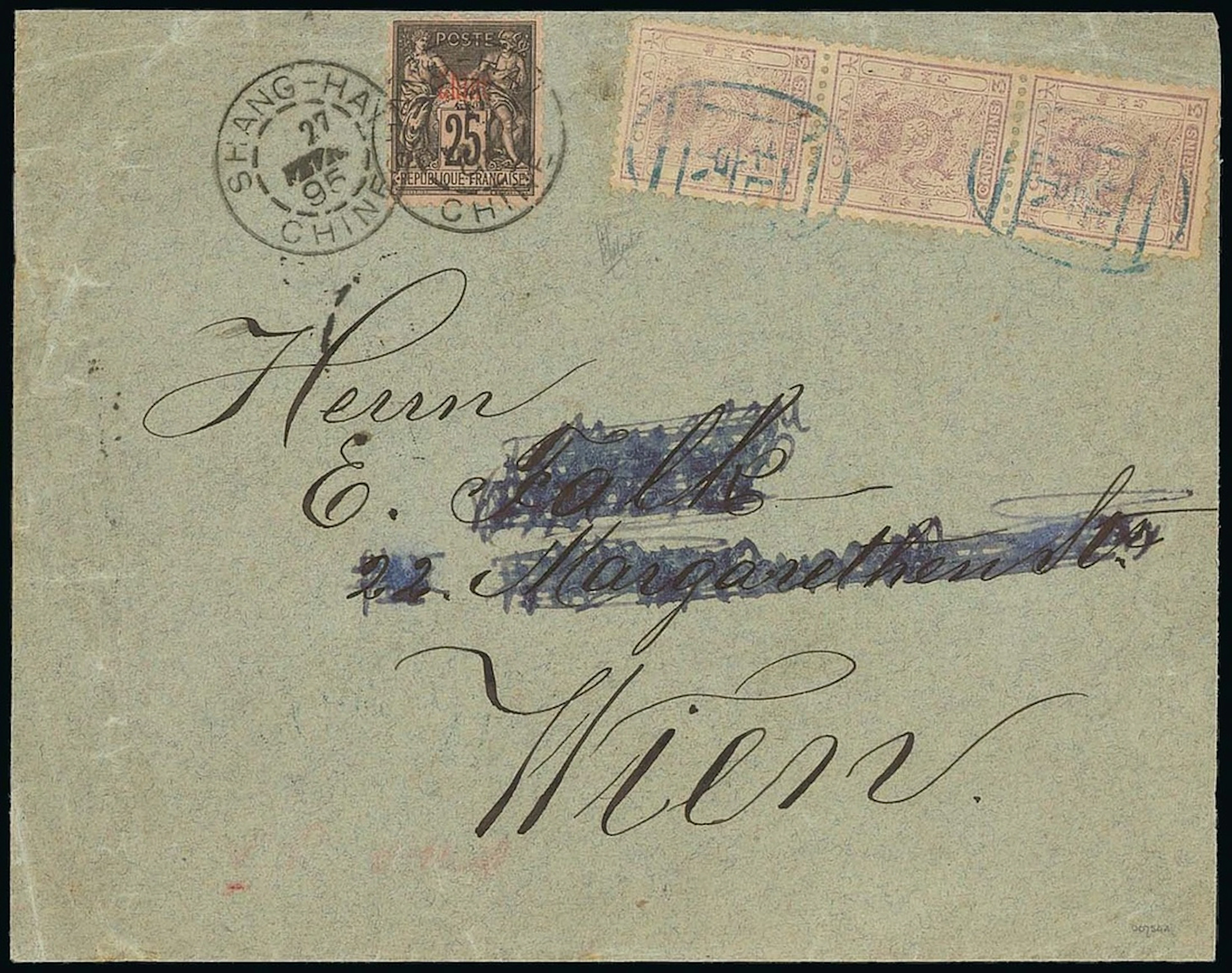 China 1885-88 Small Dragon Issue Covers 1895 (16 Feb.) opened-out
