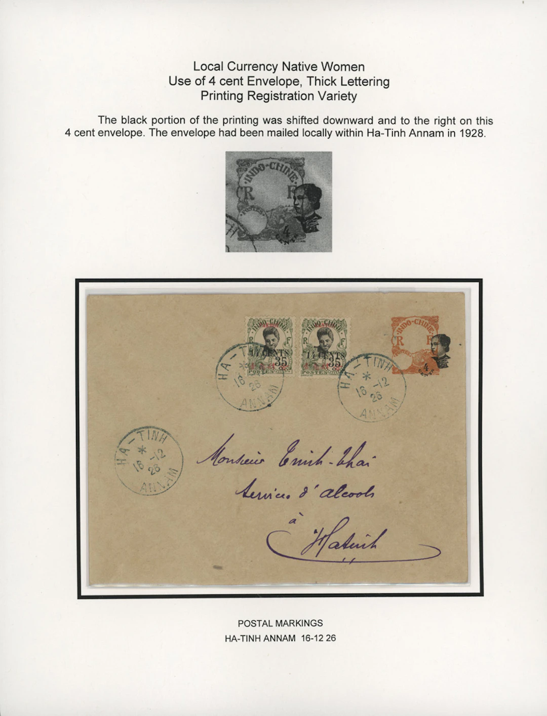 Indo-China French Indo-Chinese Post Office 1922 Native Women issue - stationery