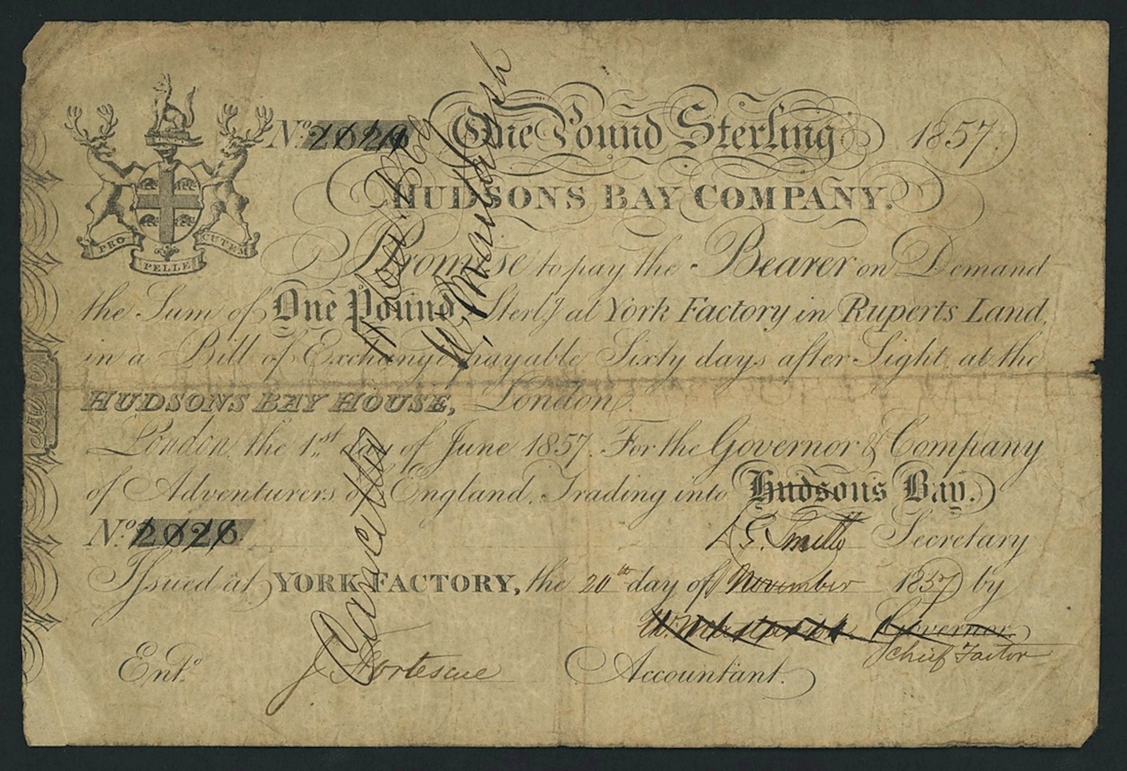 Hudson’s Bay Company, Canada, 1 Pound Sterling, Manitoba, York Factory