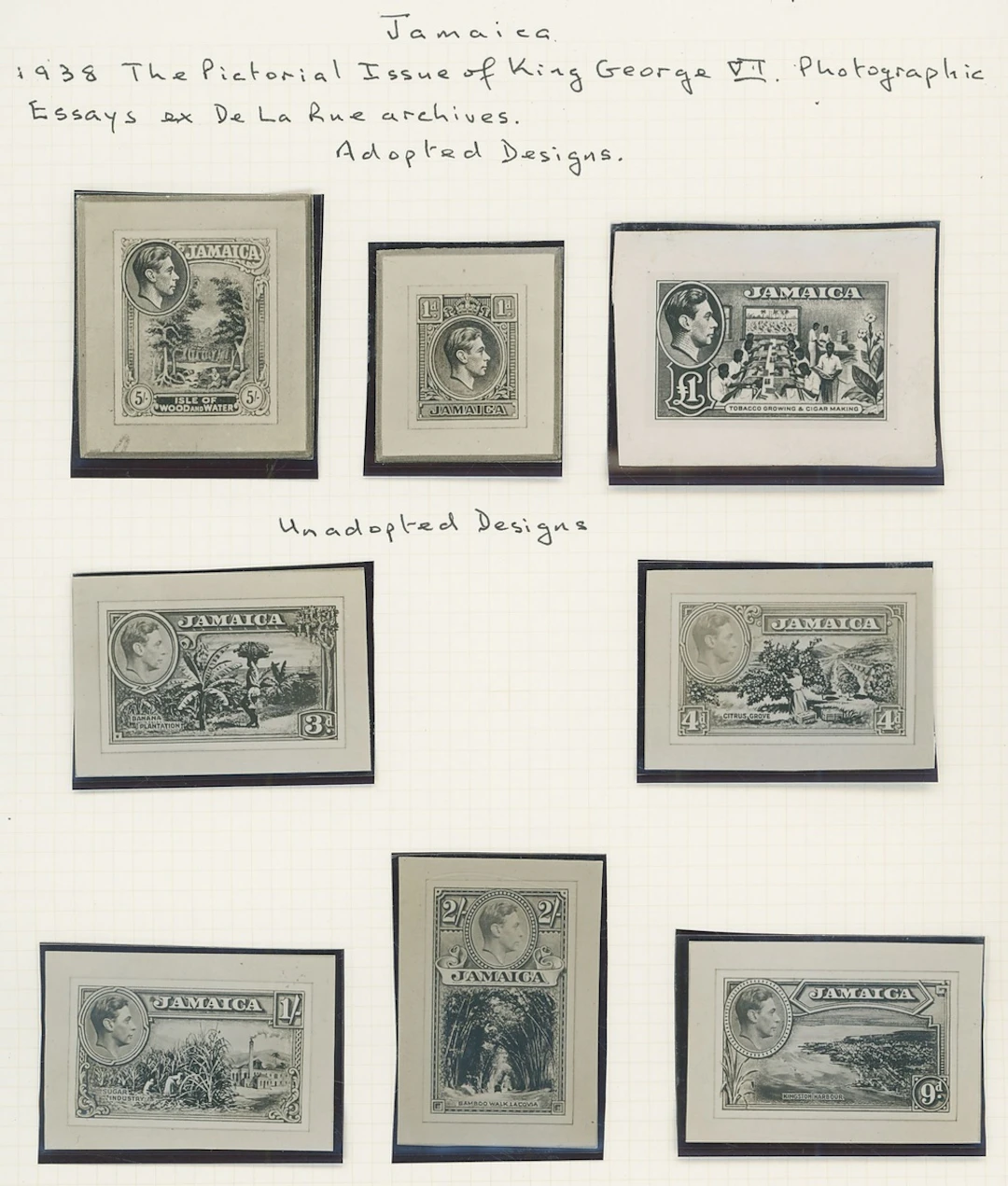 Jamaica 1938-52 King George VI photographic essays: 1d., 3d., 4d.
