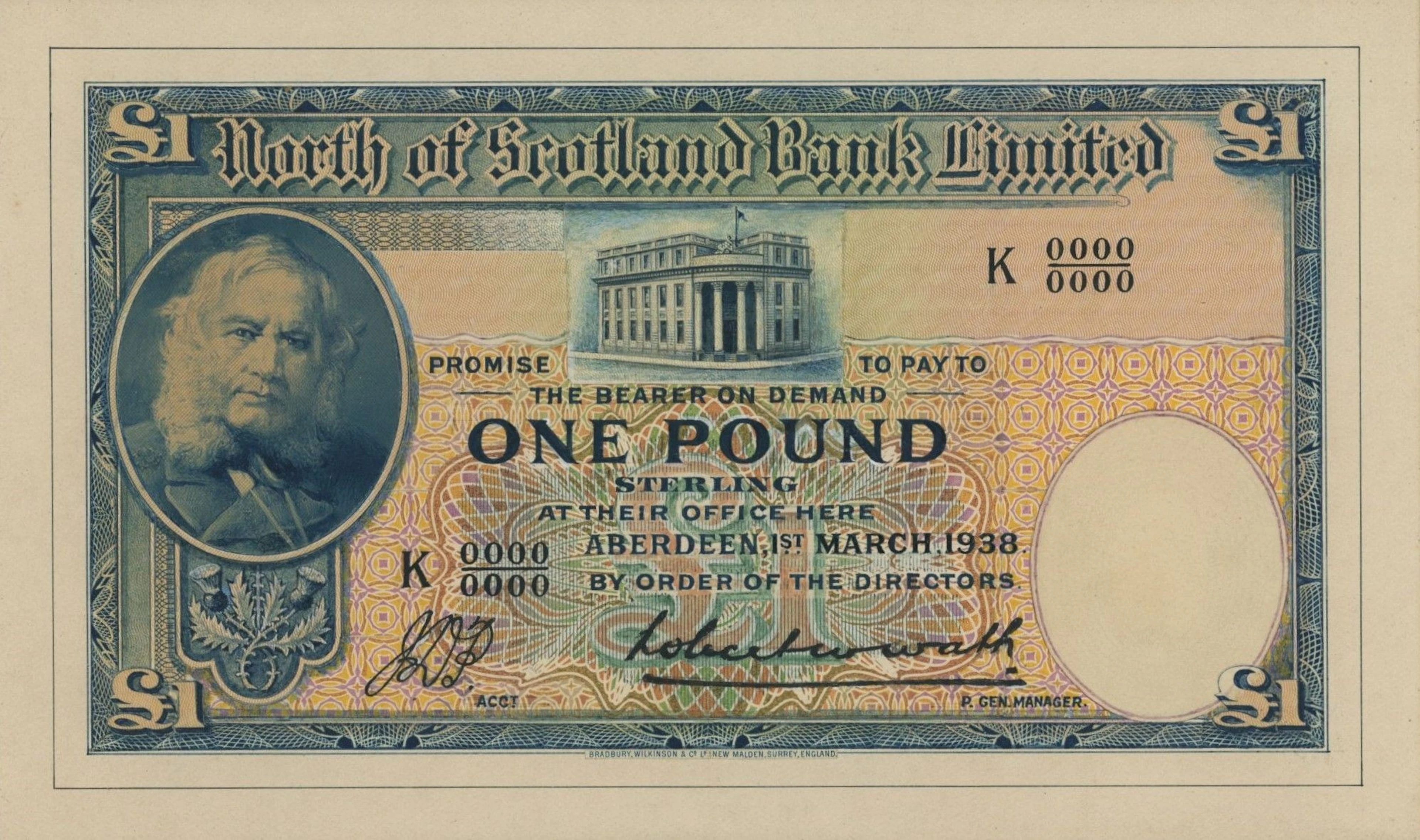 North of Scotland Bank Limited, front essay for proposed issue of
