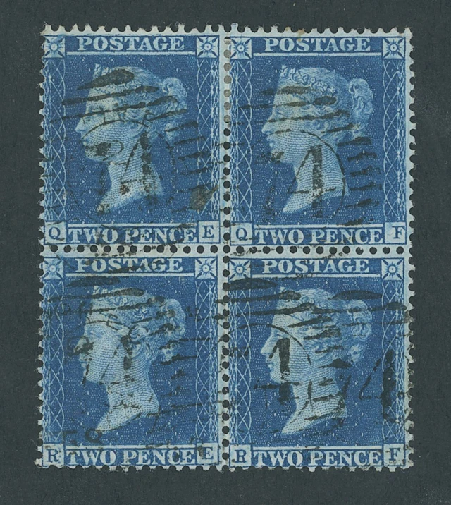 Great Britain 1854-57 Watermark Large Crown, Perf. 14 2d. blue, Plate