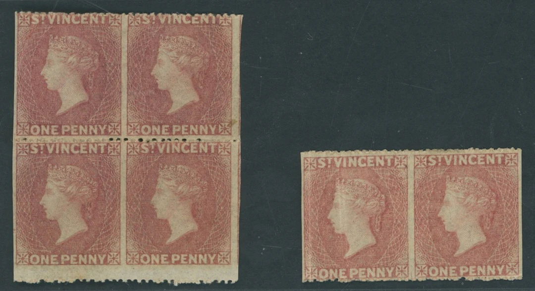 St. Vincent 1861 no watermark, rough to intermediate perf 14 to 16
