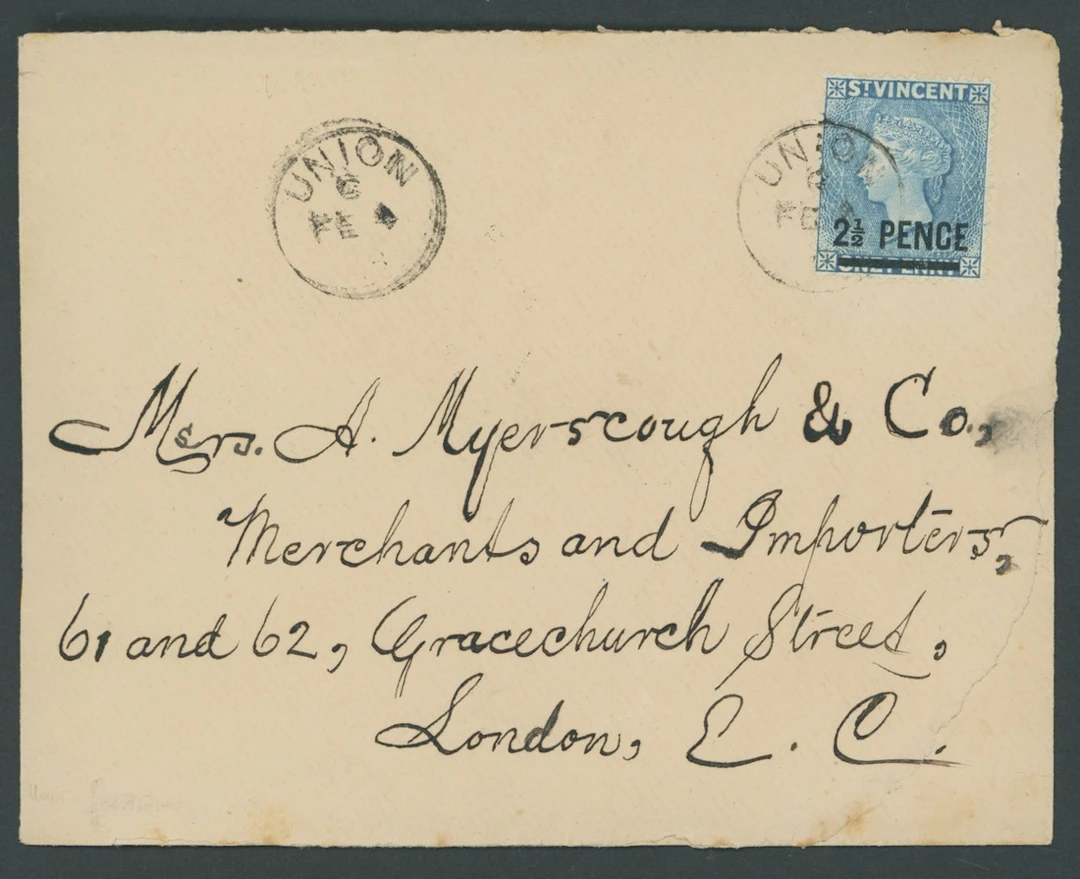 St. Vincent Covers and Cancellations Village Datestamps 1898 (4 Feb.)