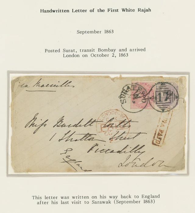 Sarawak Coutts Correspondence 1863 (Sept.) from India to Miss Burdett