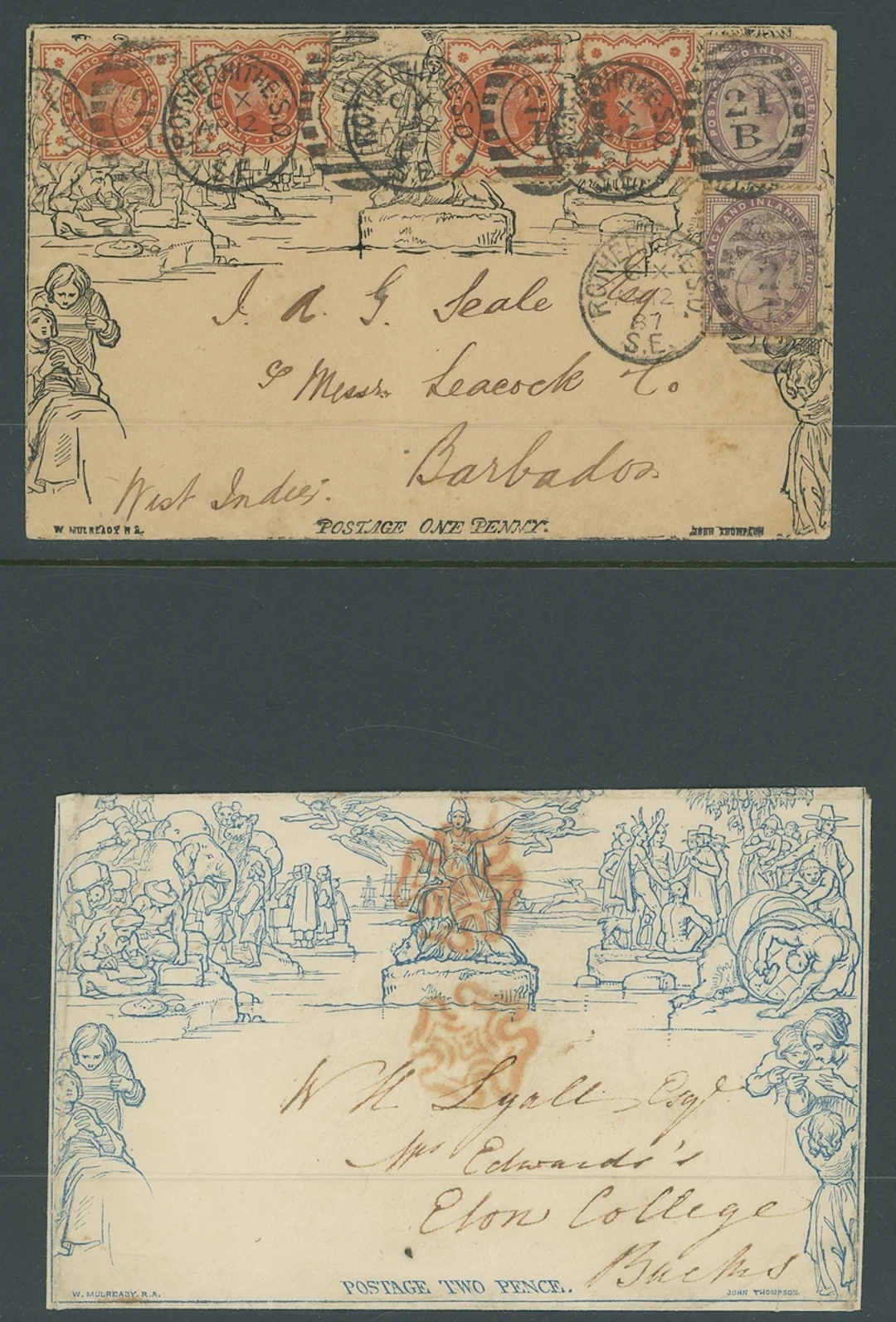 Great Britain 1840 Mulready A range of used lettersheets and envelopes