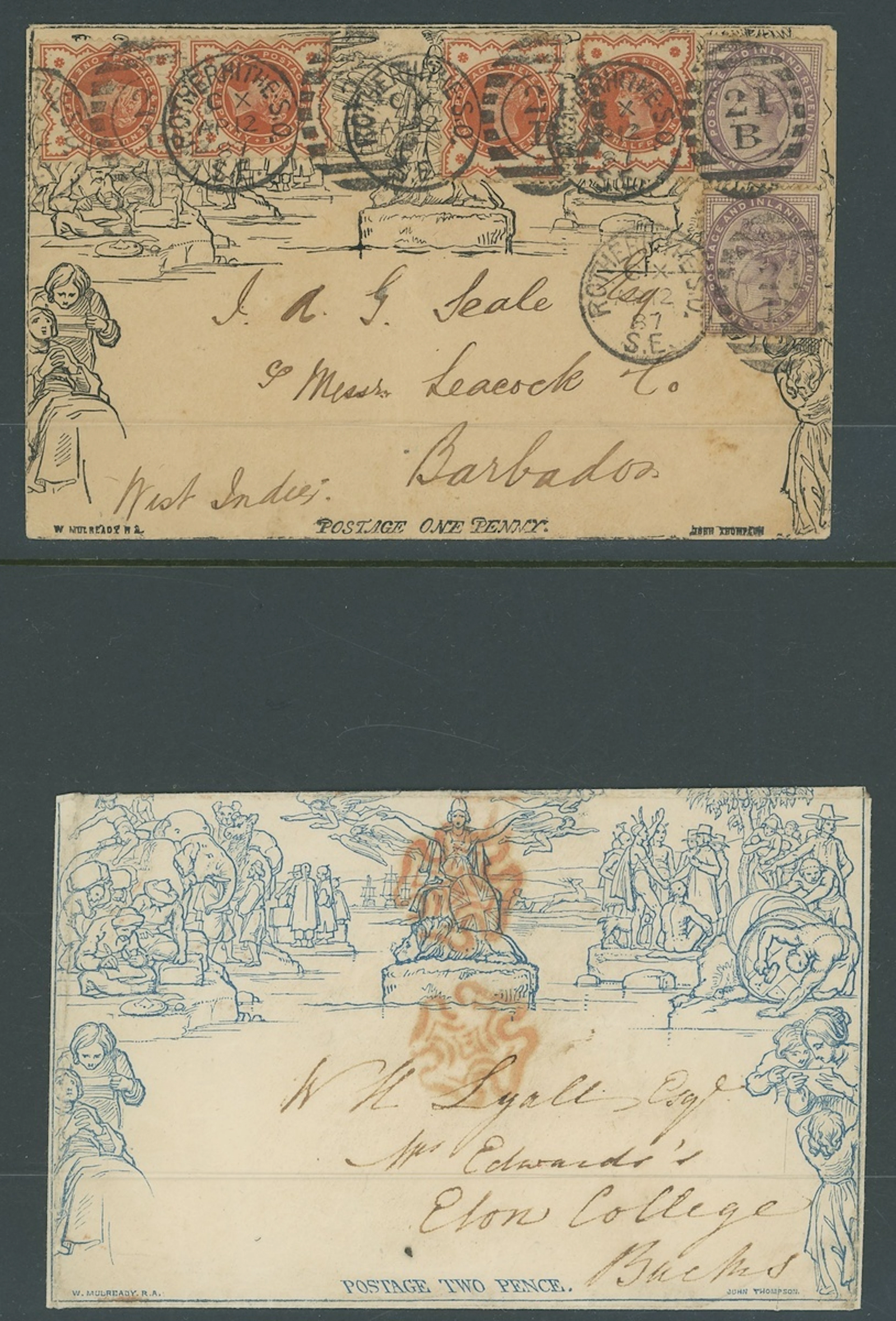 Great Britain 1840 Mulready A range of used lettersheets and envelopes